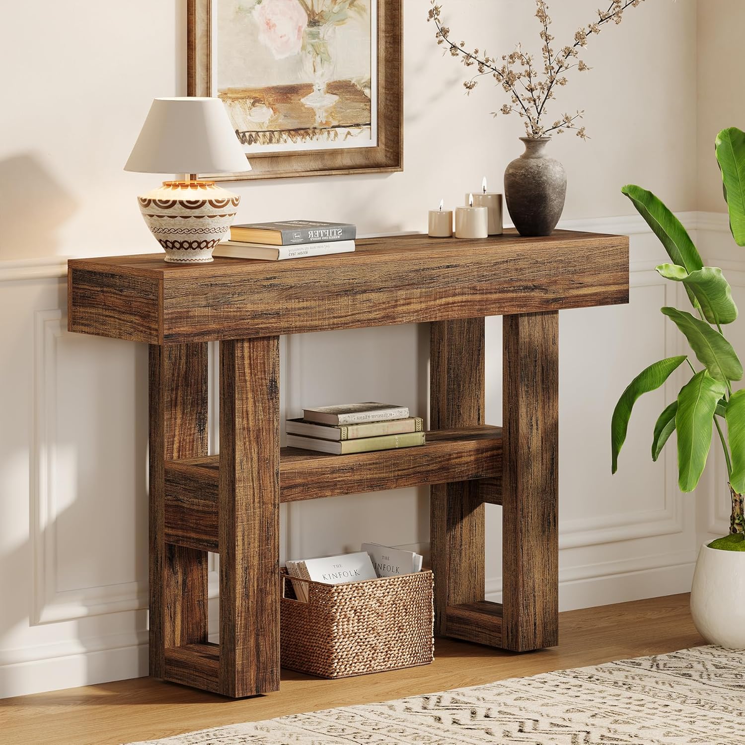 Tribesigns 41.34" Console Table, Rustic 2-Tier Storage for Entryway and Living Room - Image 4