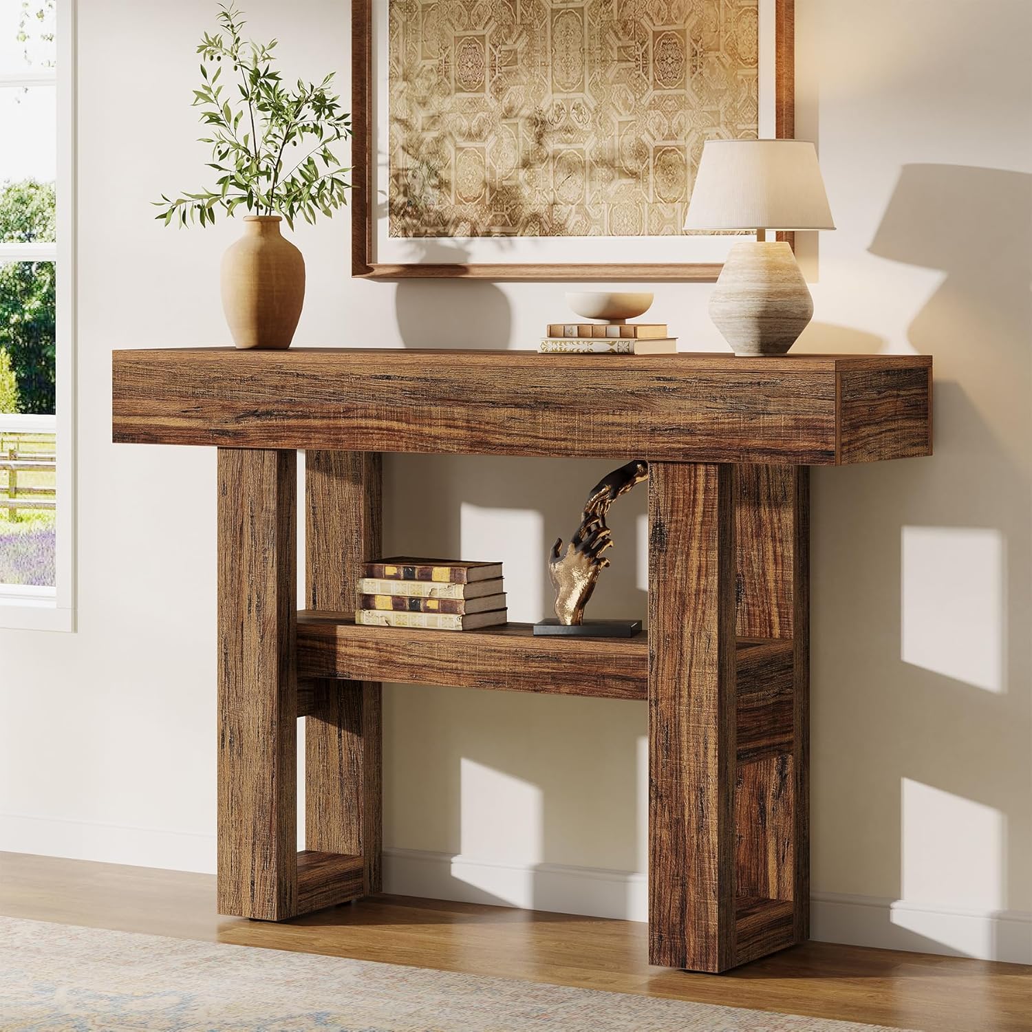 Tribesigns 41.34" Console Table, Rustic 2-Tier Storage for Entryway and Living Room - Image 5