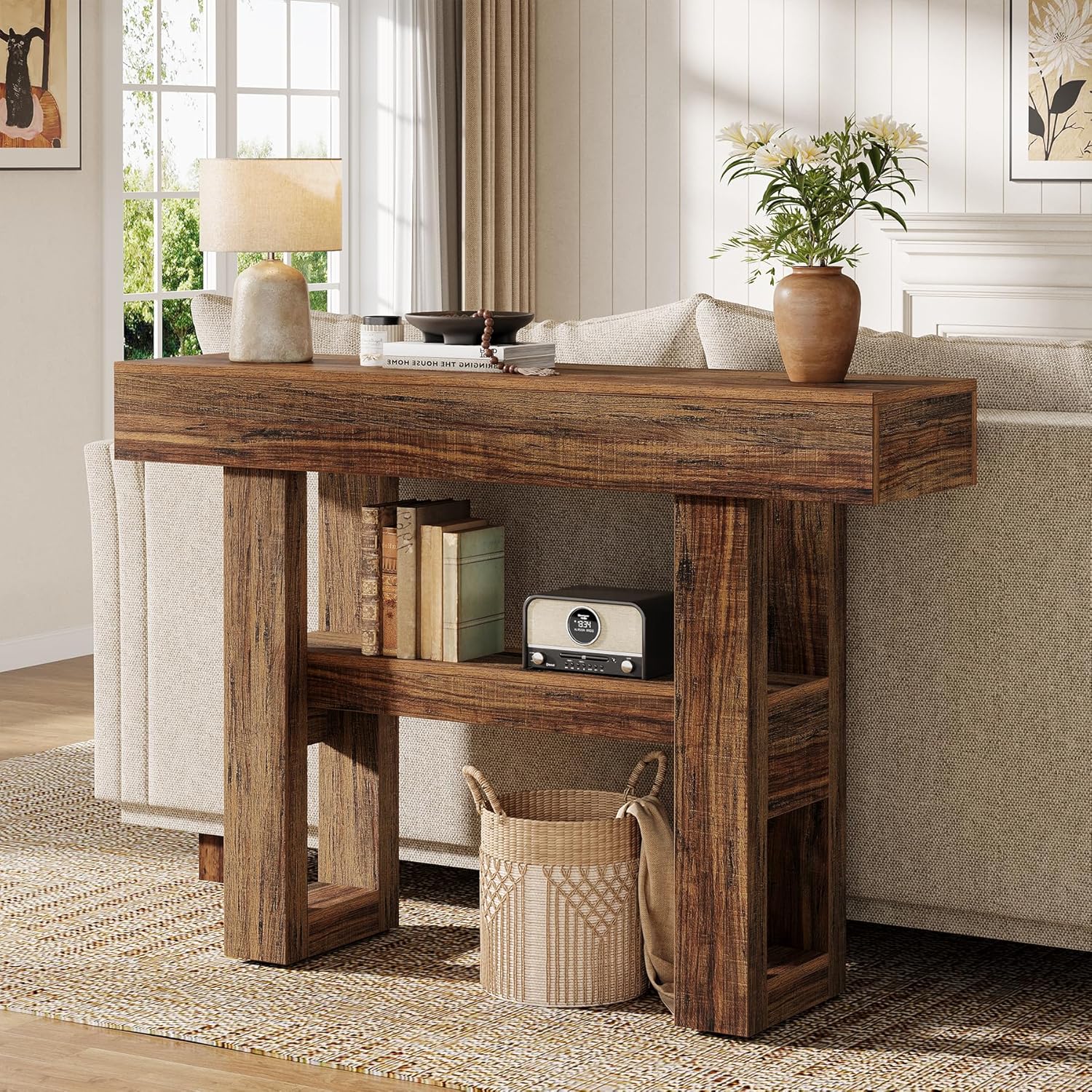 Tribesigns 41.34" Console Table, Rustic 2-Tier Storage for Entryway and Living Room - Image 6