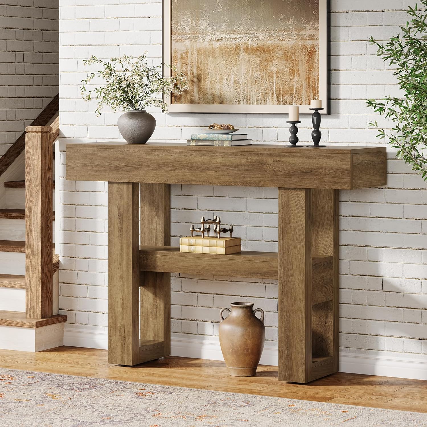 Tribesigns 41.34" Console Table, Rustic 2-Tier Storage for Entryway and Living Room - Image 9