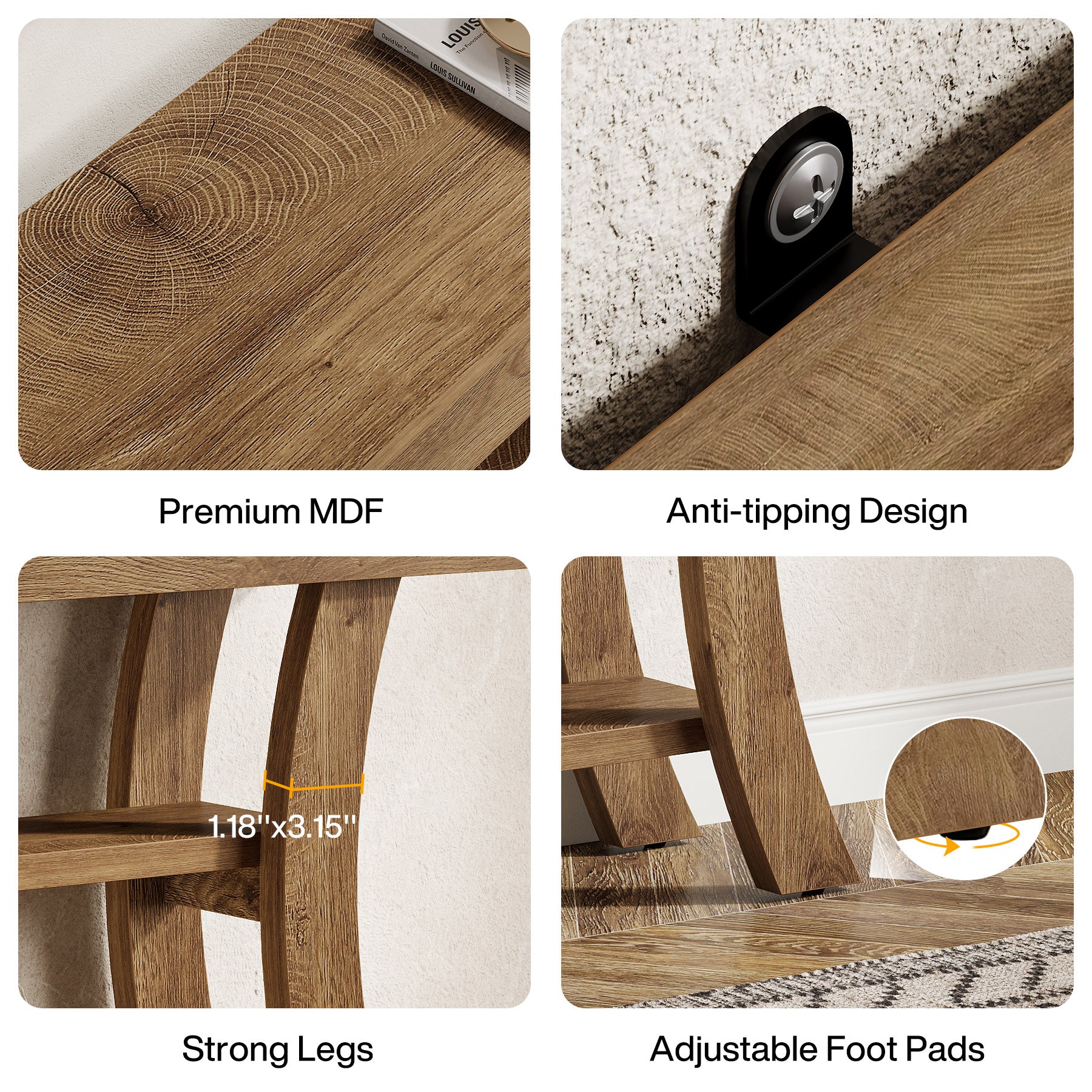 41" Console Table, Sofa Entryway Table with Storage Shelves - Image 15