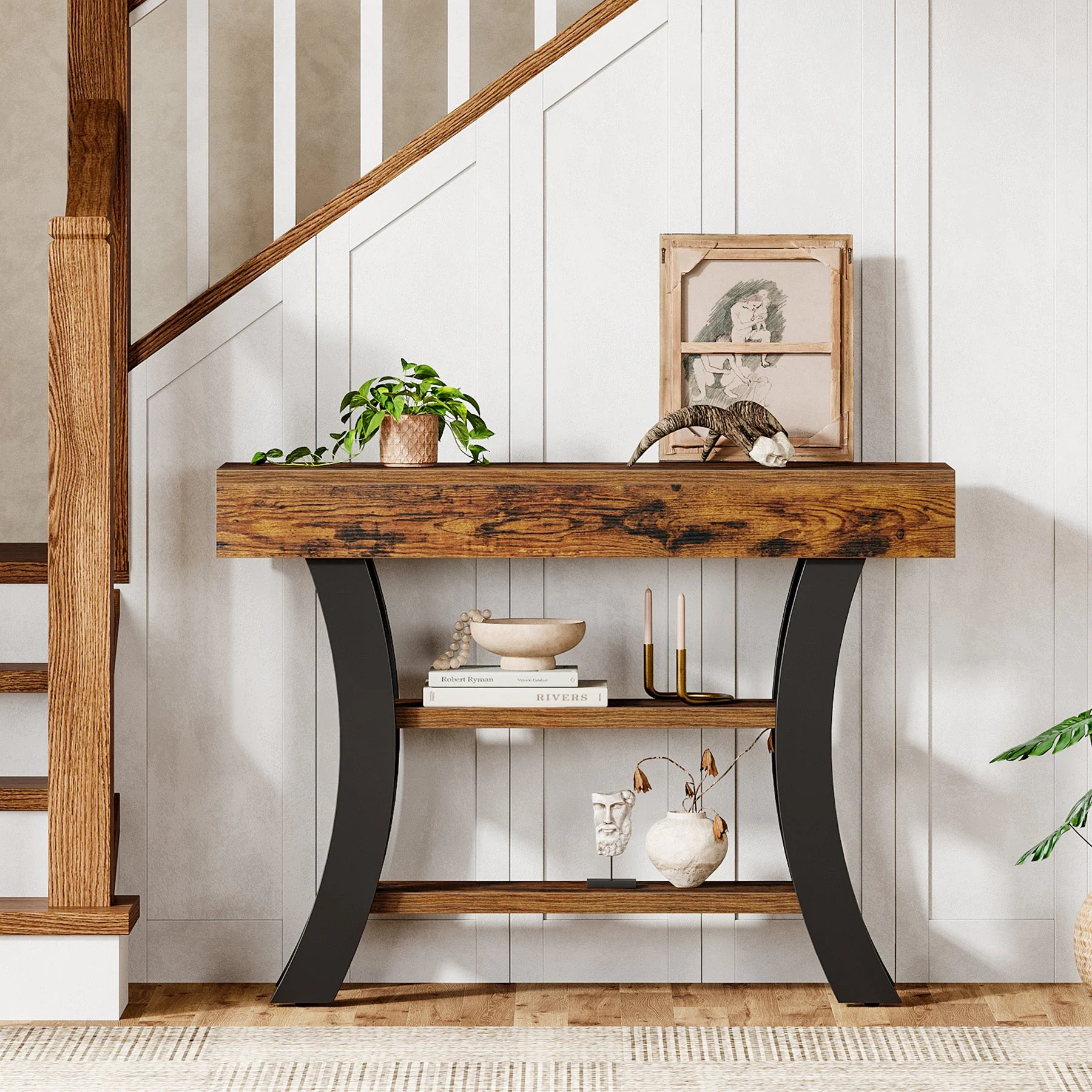 41" Console Table, Sofa Entryway Table with Storage Shelves - Image 7