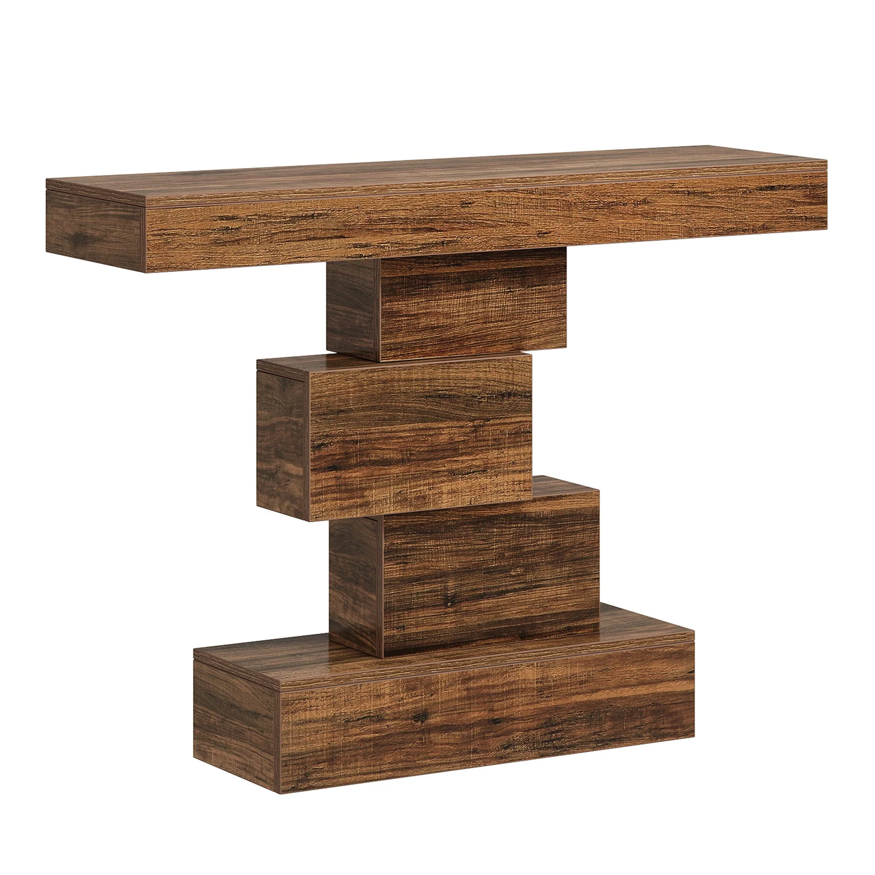 42 Inch Console Table, Narrow Entryway Table with Geometric Base - Image 11