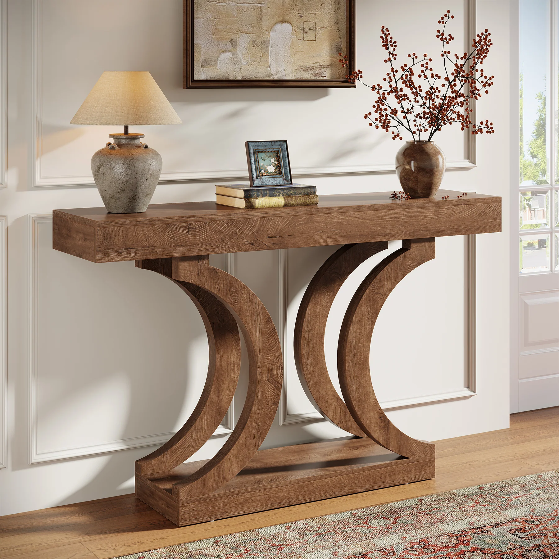 43.3" Console Table, Unique Sofa Table Behind The Couch with Curved Legs - Image 3