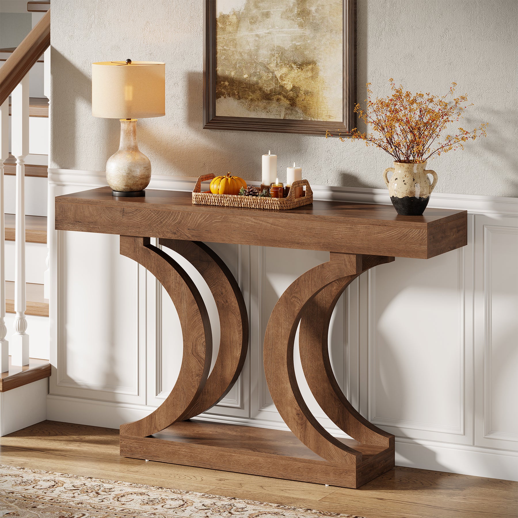 43.3" Console Table, Unique Sofa Table Behind The Couch with Curved Legs - Image 4