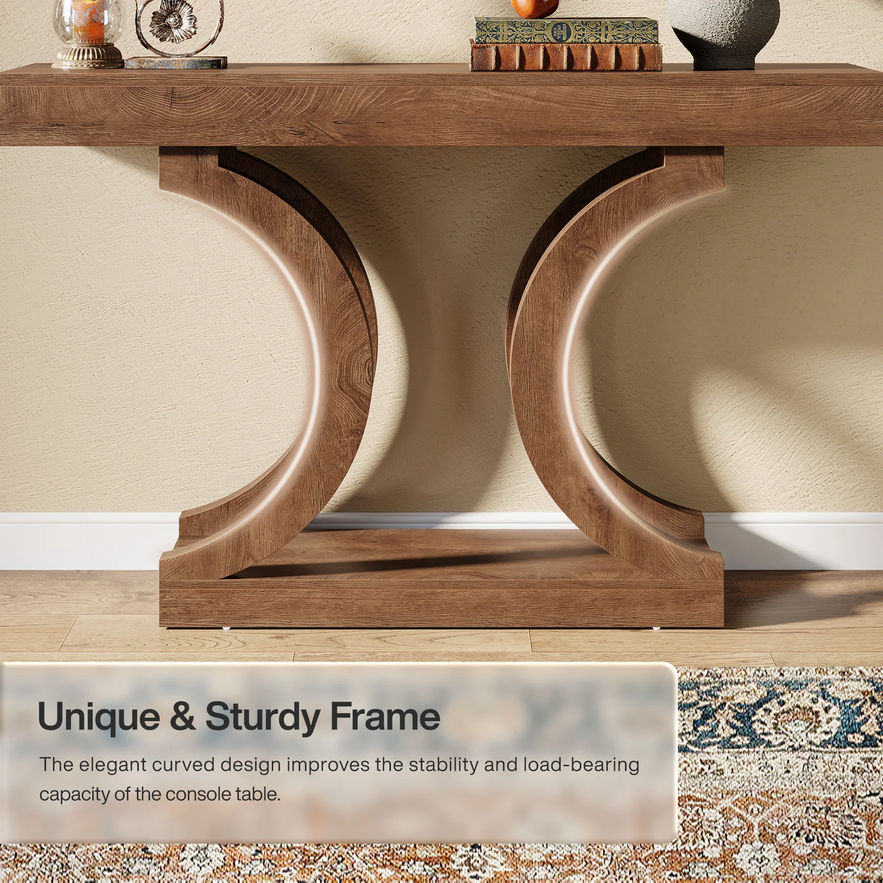 43.3" Console Table, Unique Sofa Table Behind The Couch with Curved Legs - Image 9