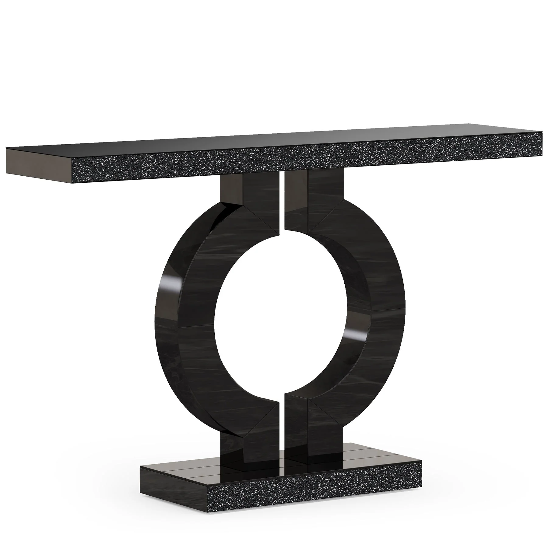 43" Mirrored Console Table, Modern Silver Sofa Table with O-Shaped Base - Image 9