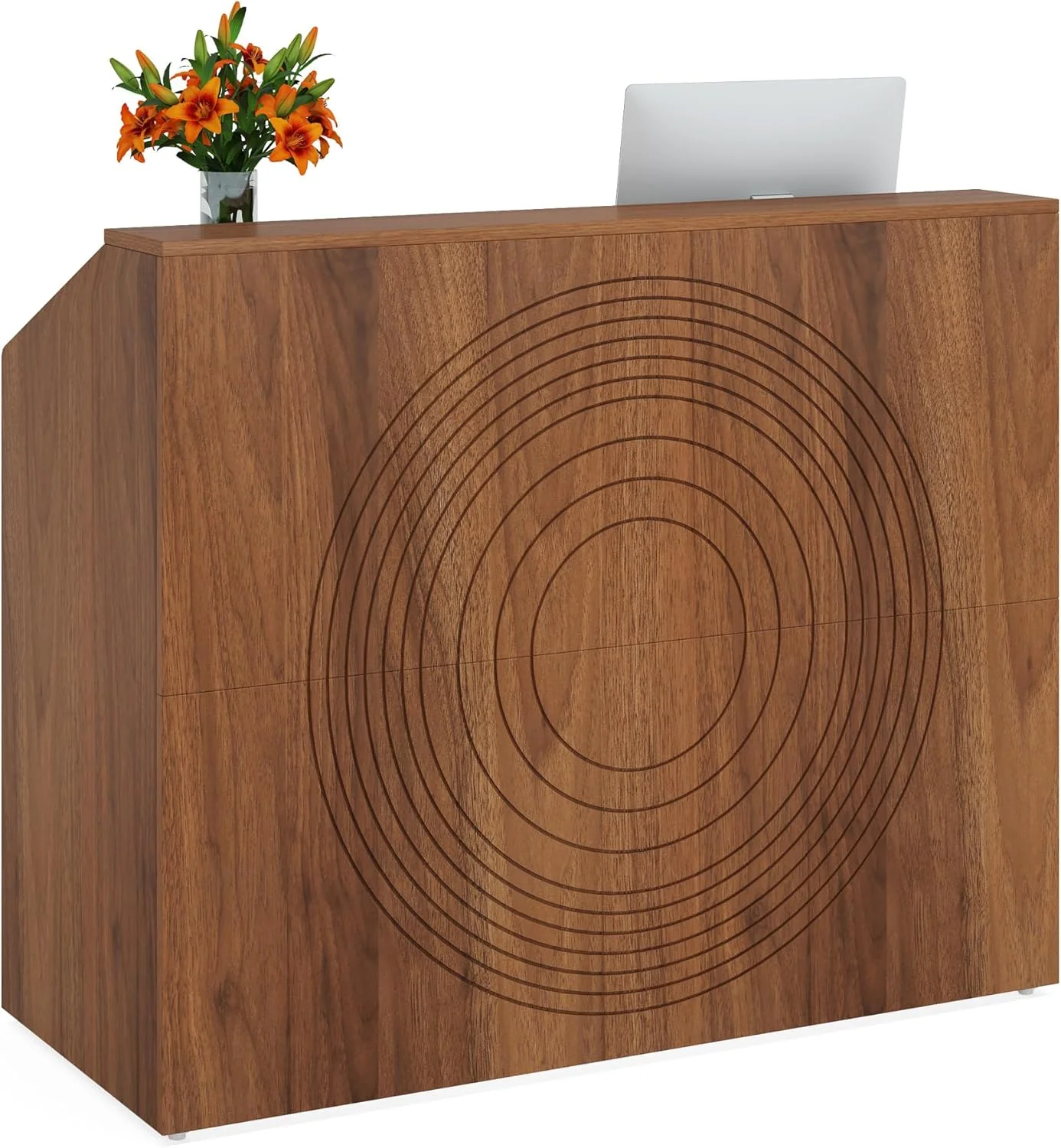 46.46" Modern Reception Desk, White Front Counter with Cable Grommet for Salon and Home Office - Image 15