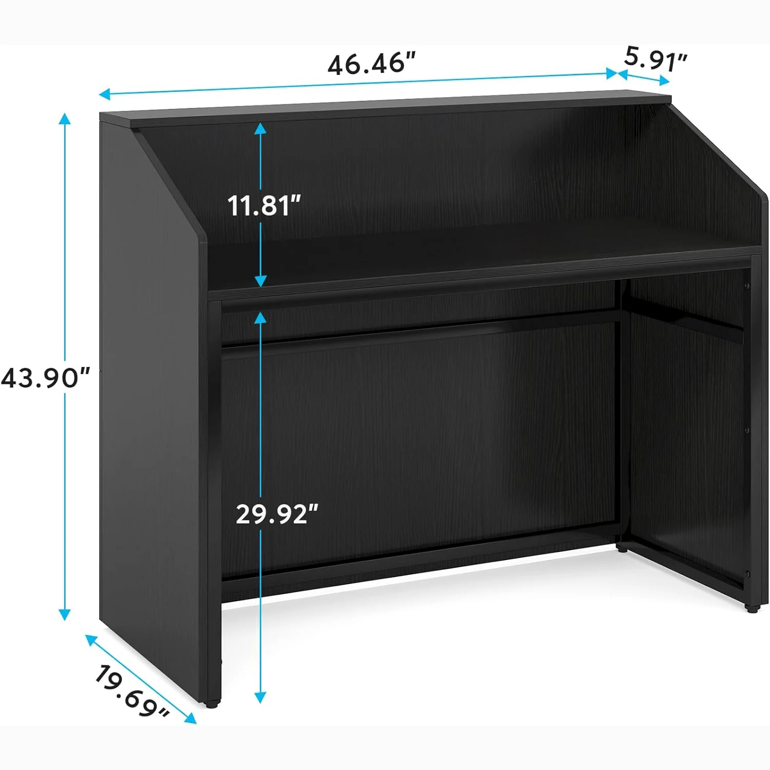 46.46" Modern Reception Desk, White Front Counter with Cable Grommet for Salon and Home Office - Image 17