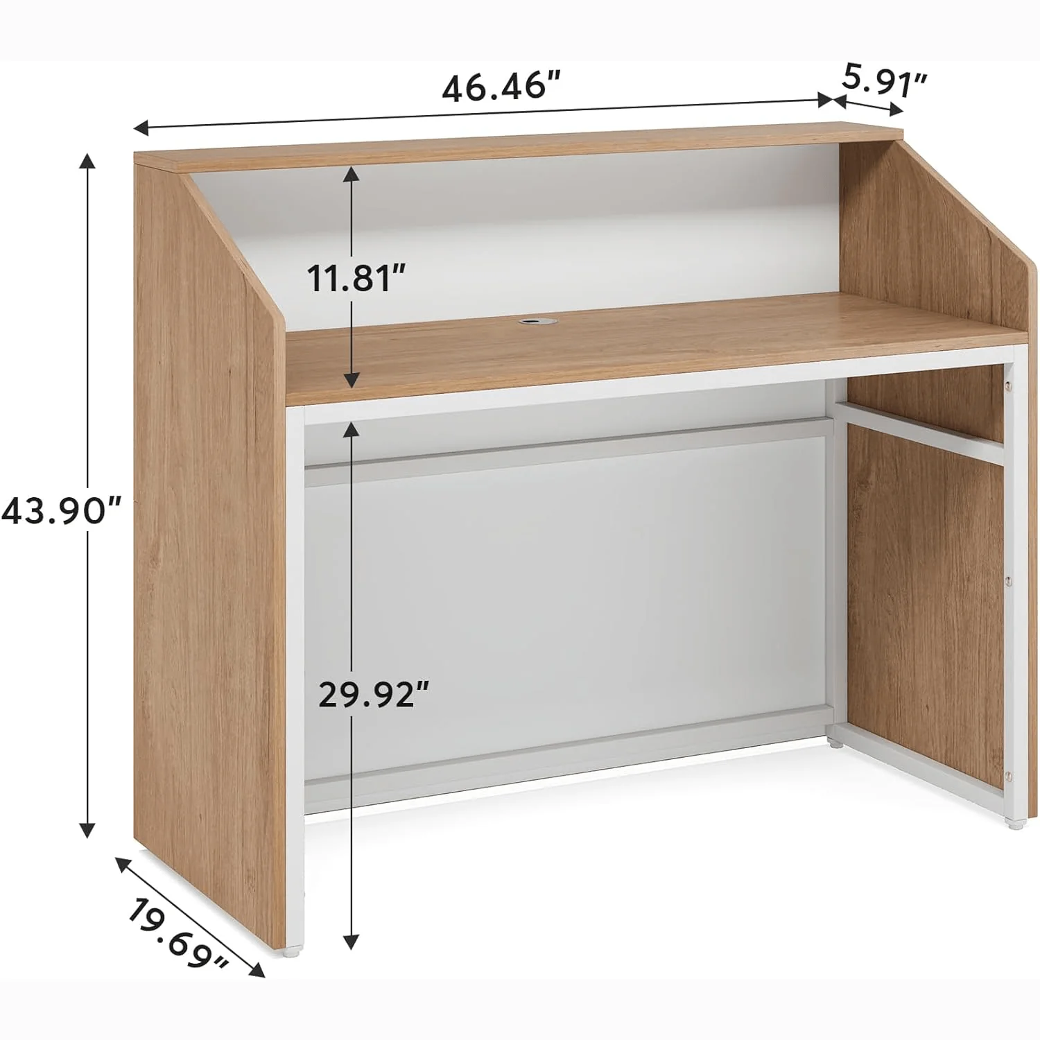 46.46" Modern Reception Desk, White Front Counter with Cable Grommet for Salon and Home Office - Image 25