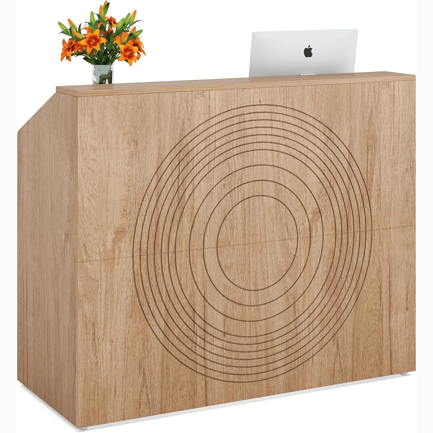 46.46" Modern Reception Desk, White Front Counter with Cable Grommet for Salon and Home Office - Image 31