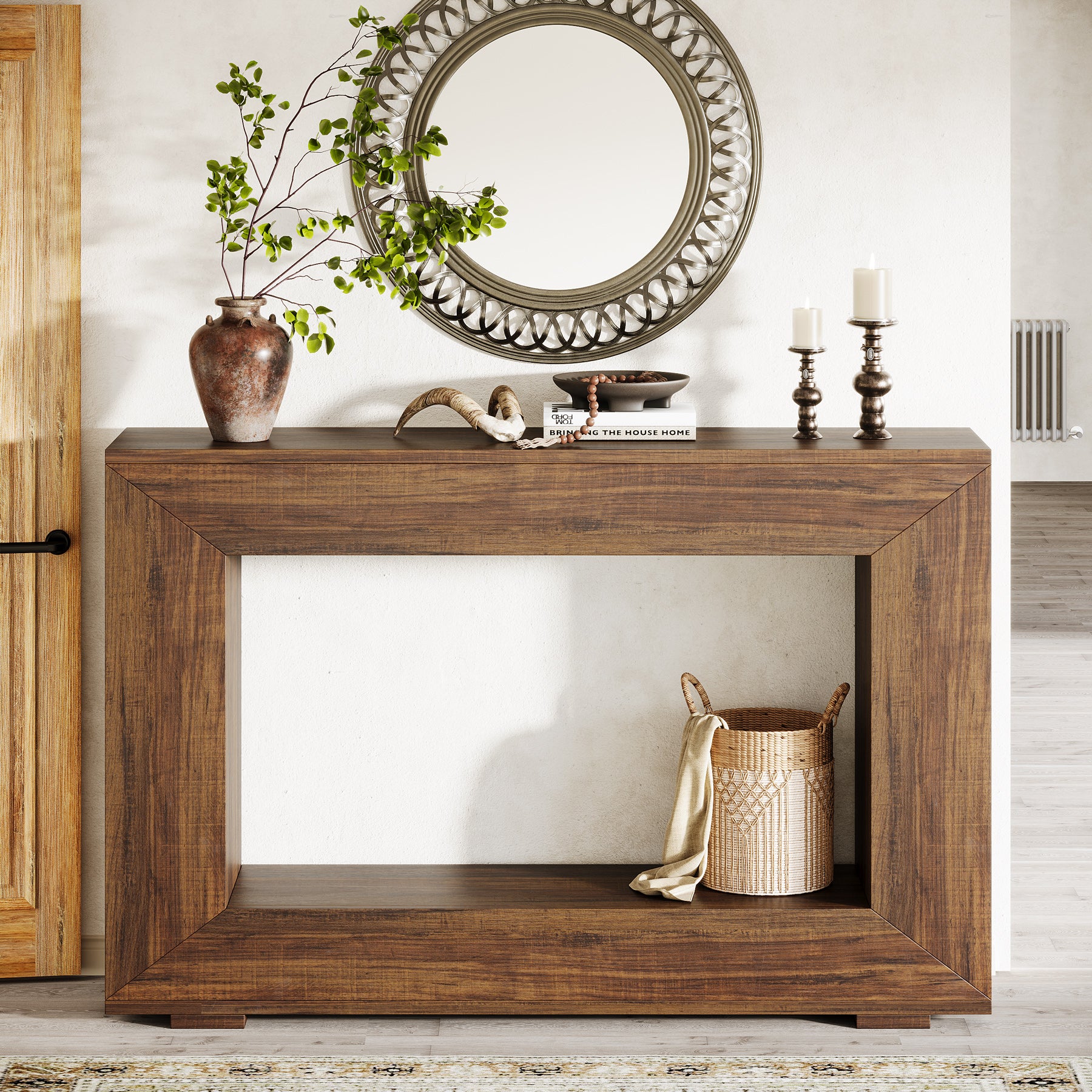 47.2" Console Table, Farmhouse 2-Tier Entryway Sofa Table - Image 4
