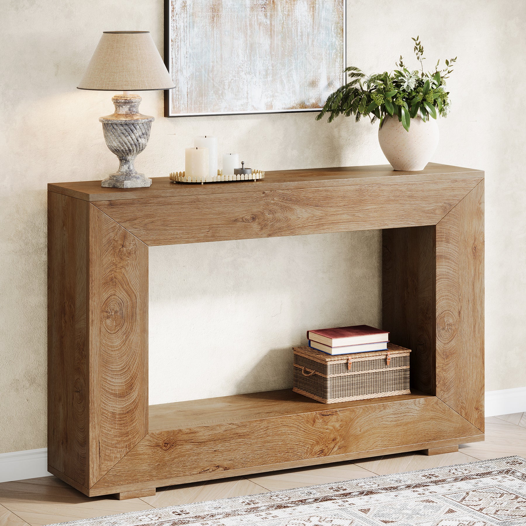 47.2" Console Table, Farmhouse 2-Tier Entryway Sofa Table - Image 7