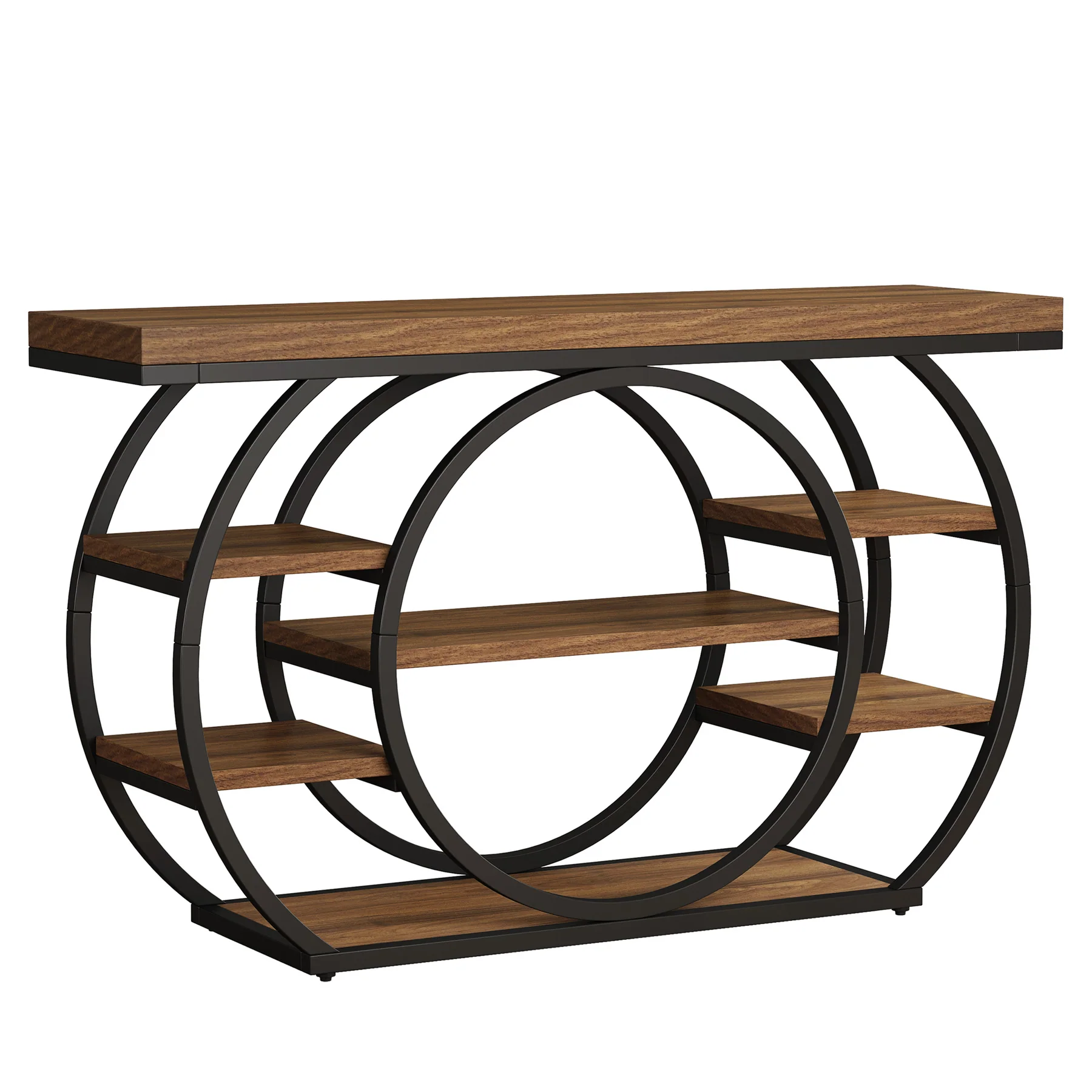 47.24" Console Table, 5-Tier Industrial Sofa Table with Metal Frame - Image 10