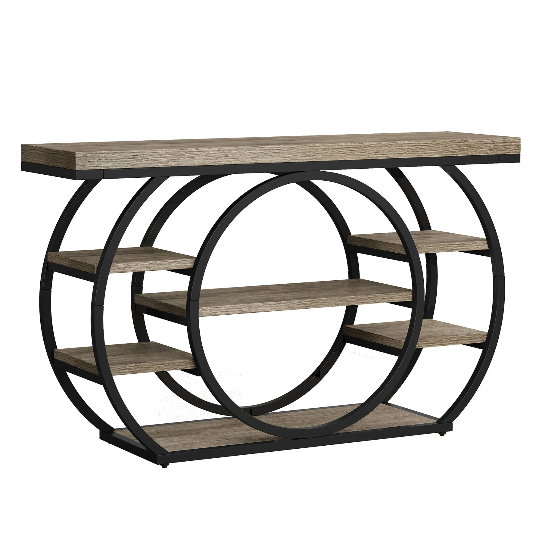 47.24" Console Table, 5-Tier Industrial Sofa Table with Metal Frame - Image 17