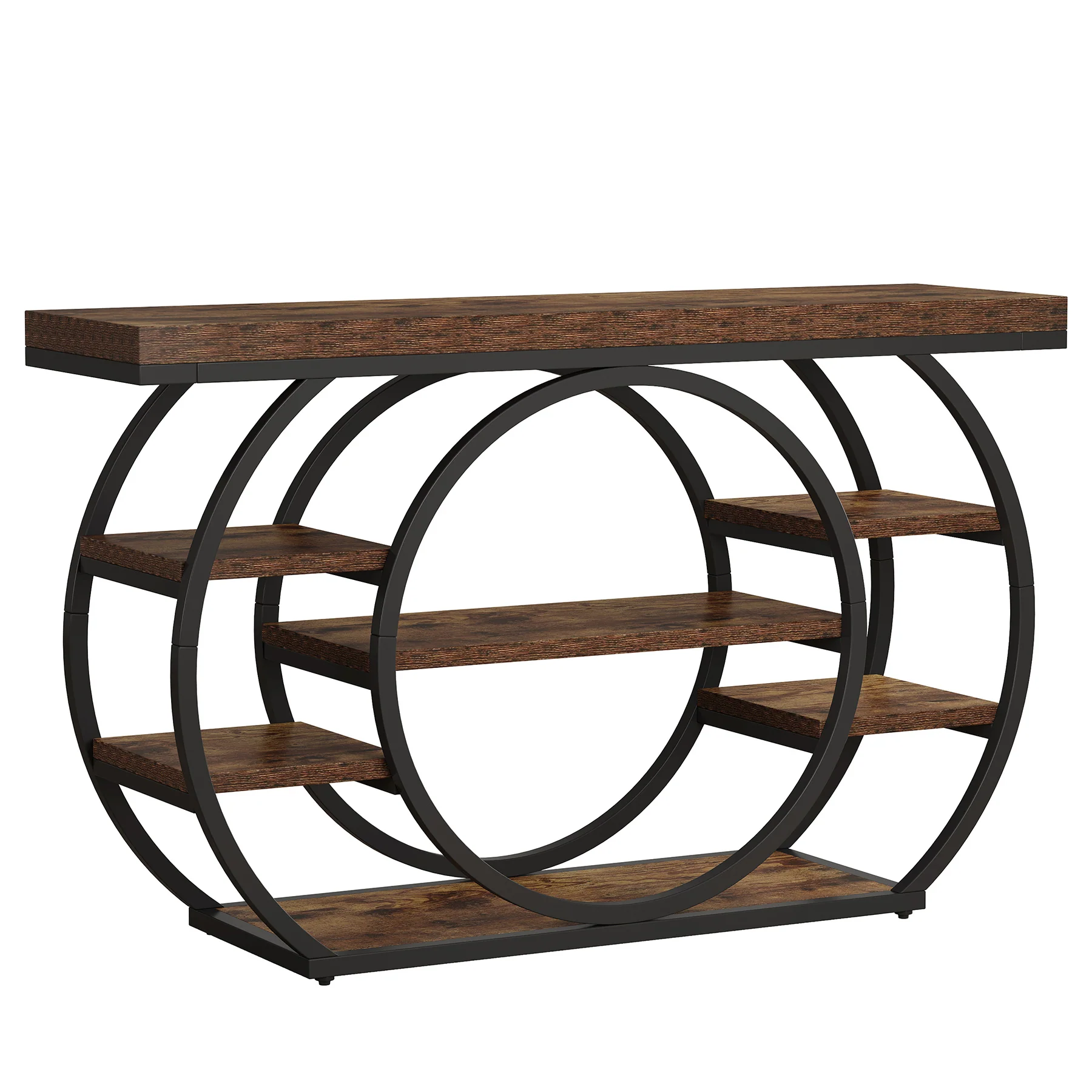 47.24" Console Table, 5-Tier Industrial Sofa Table with Metal Frame - Image 18