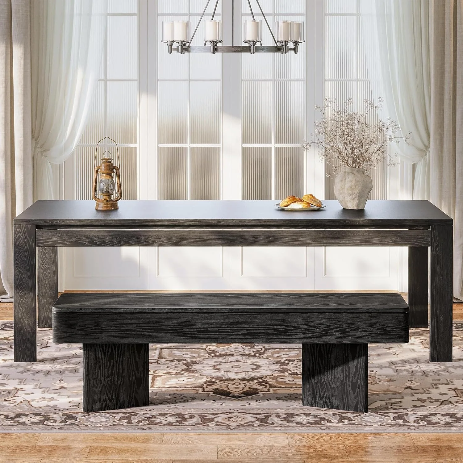 47.24" Dining Bench, Modern Dining Table Bench with Sturdy Base - Image 4