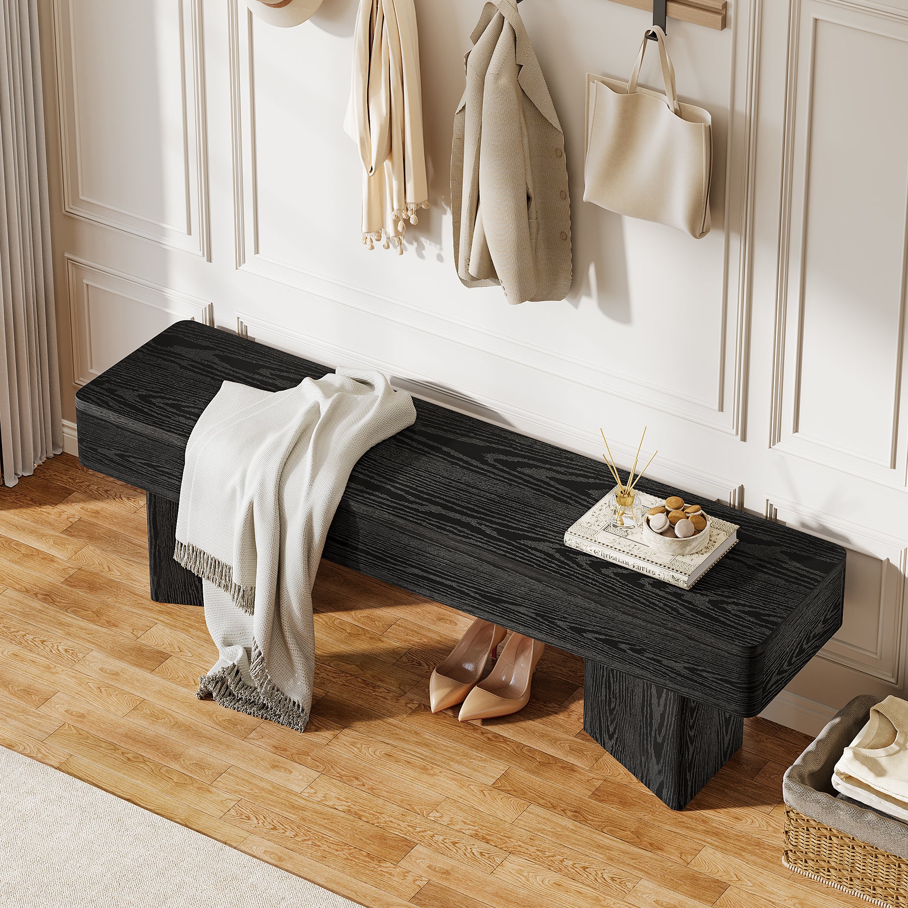 47.24" Entryway Bench, Modern Shoe Bench with Sturdy Bases - Image 6