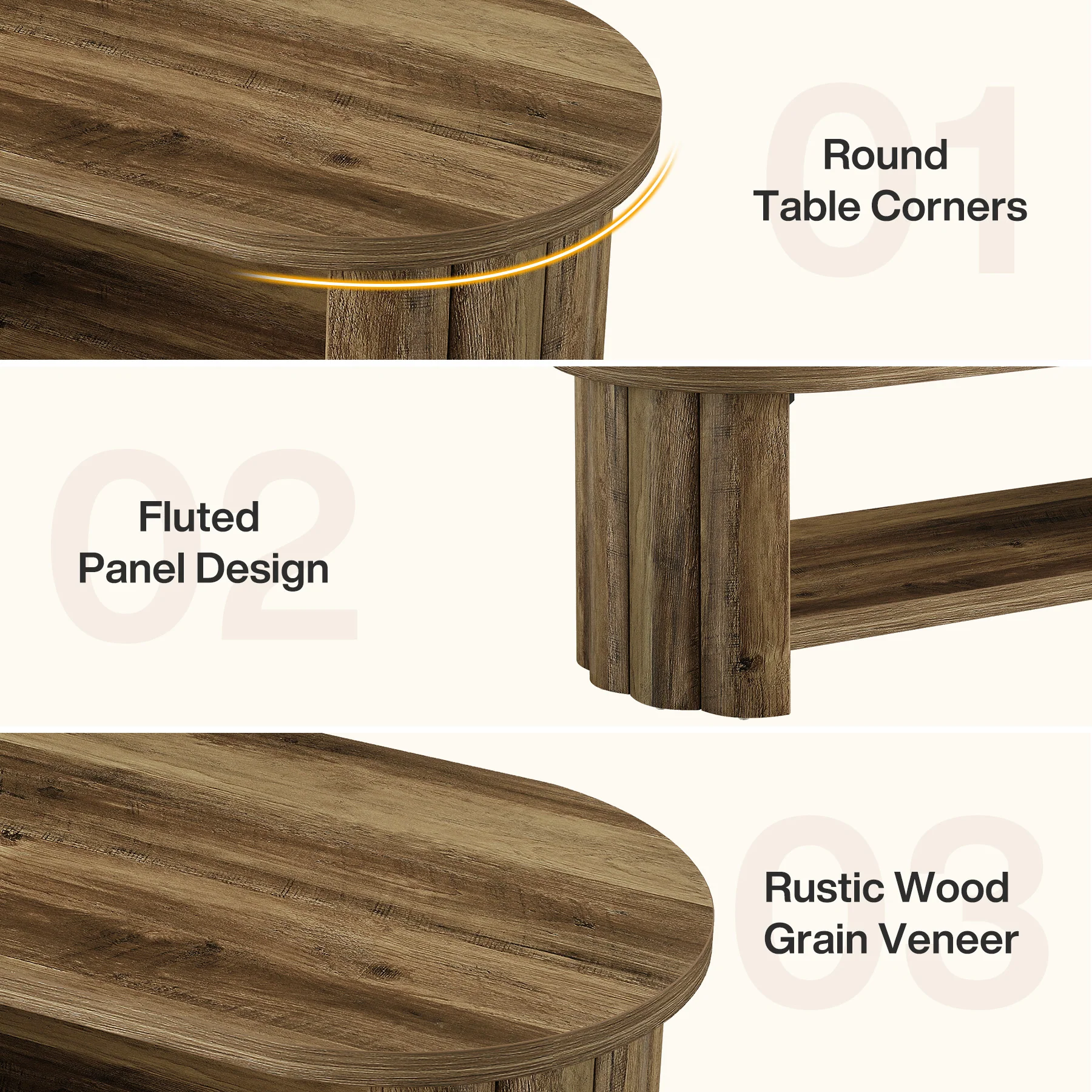 47.24" Oval Coffee Table, 2-Tier Accent Center Table with Storage Shelf for Living Room - Image 7