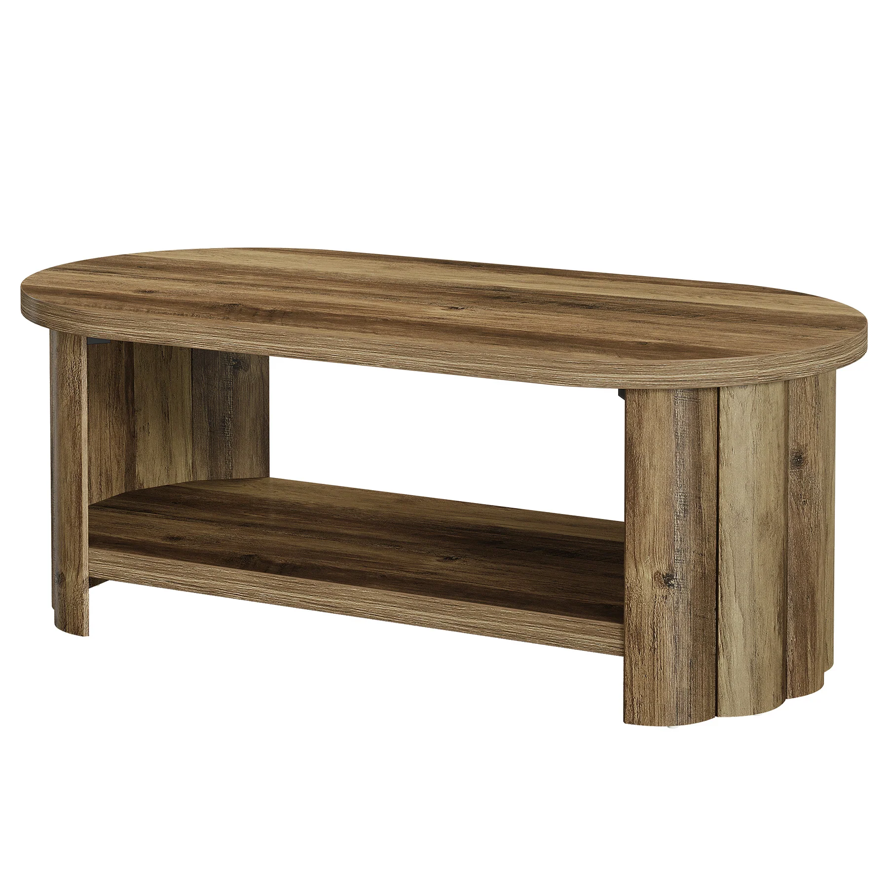 47.24" Oval Coffee Table, 2-Tier Accent Center Table with Storage Shelf for Living Room - Image 8