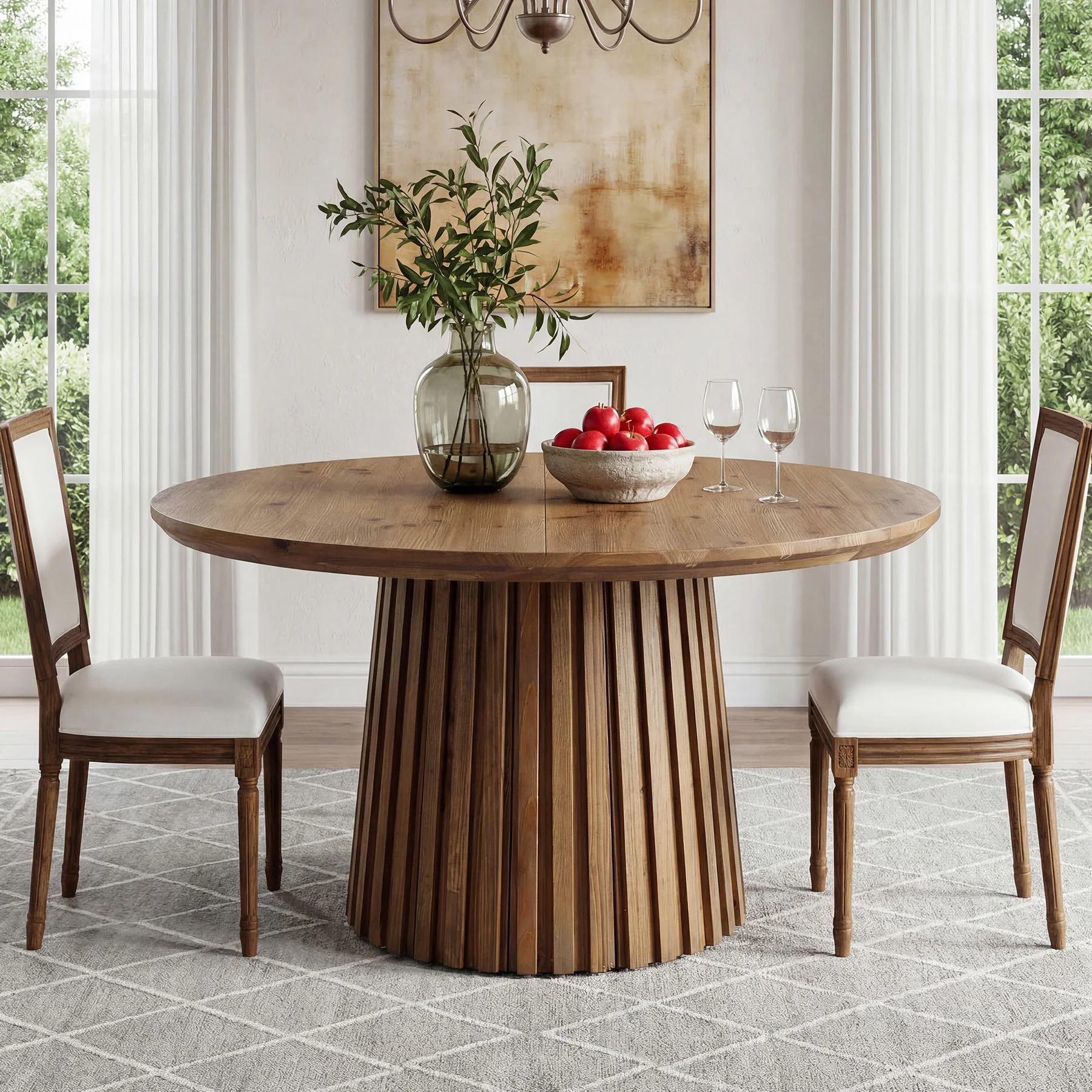 Tribesigns 47.24" Round Dining Table, Solid Wood Table for 4-6 People - Image 3