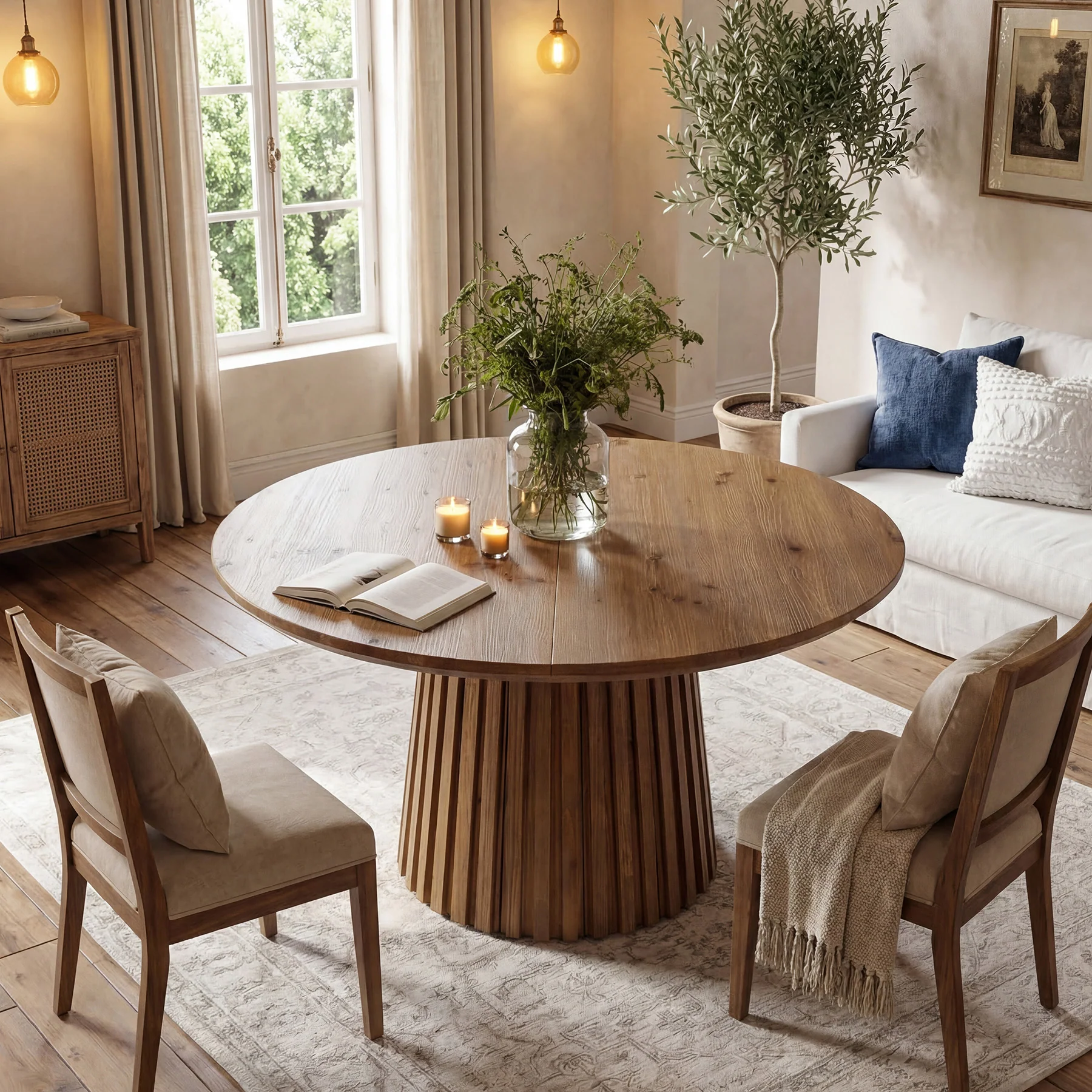 Tribesigns 47.24" Round Dining Table, Solid Wood Table for 4-6 People - Image 4