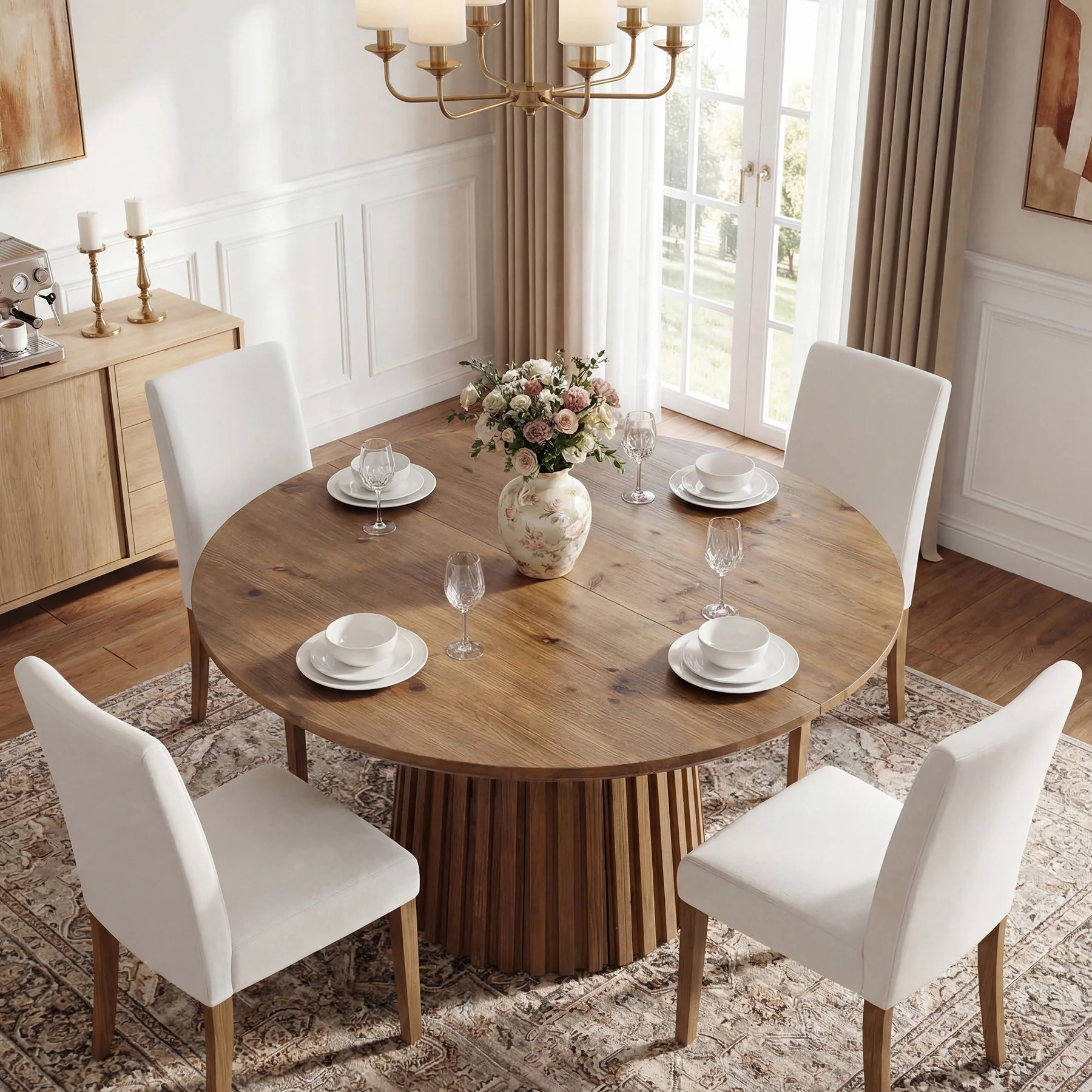 Tribesigns 47.24" Round Dining Table, Solid Wood Table for 4-6 People - Image 5