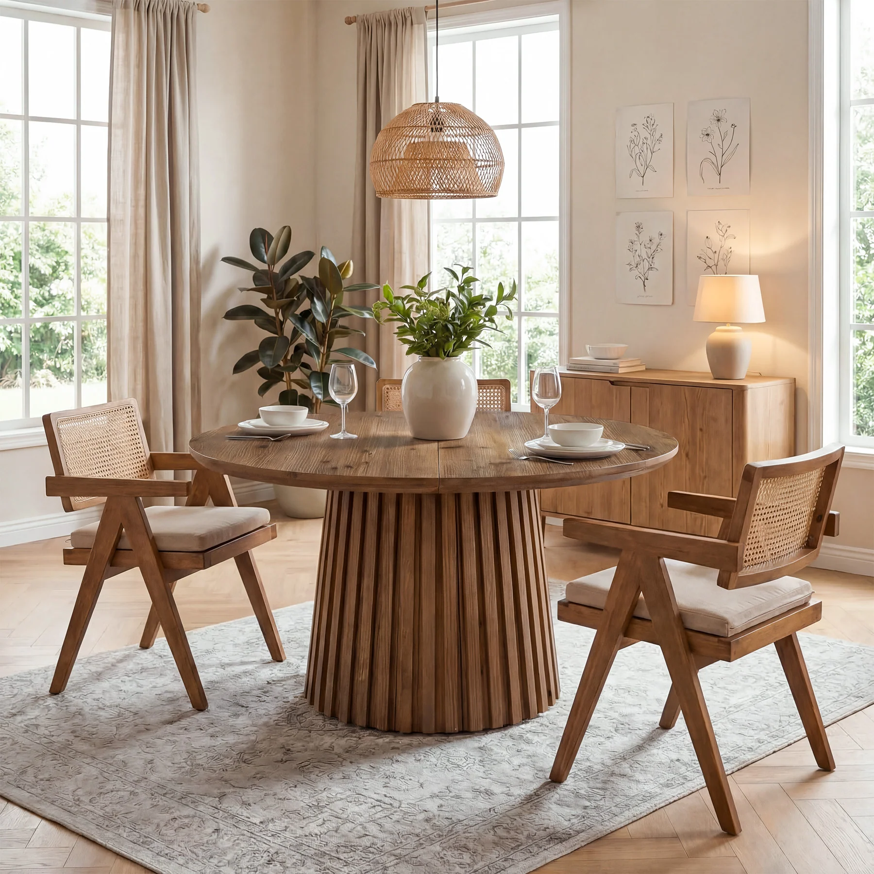 Tribesigns 47.24" Round Dining Table, Solid Wood Table for 4-6 People - Image 7