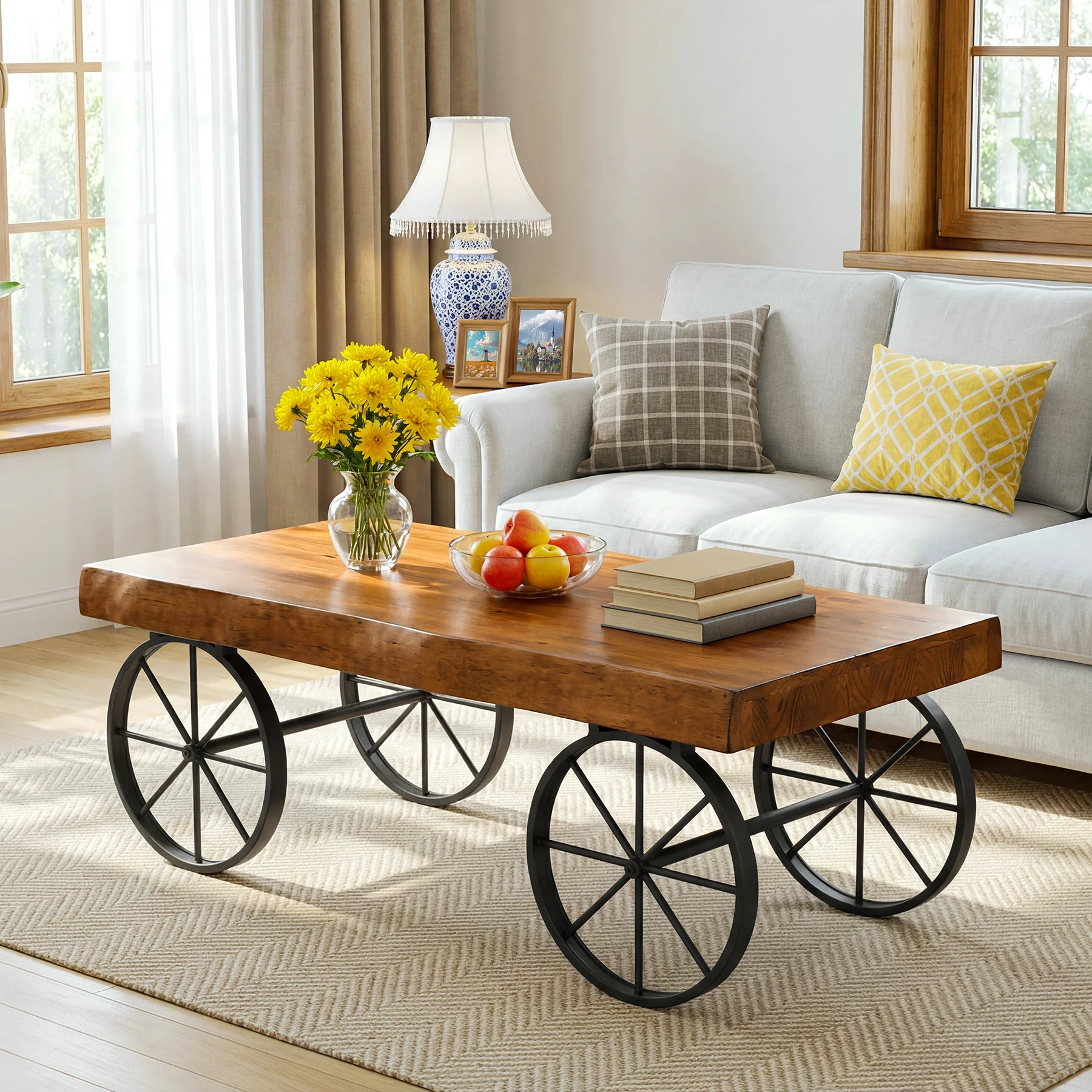 Tribesigns 47.24" Solid Wood Coffee Table, Live Edge Center Table for Living Room - Image 8