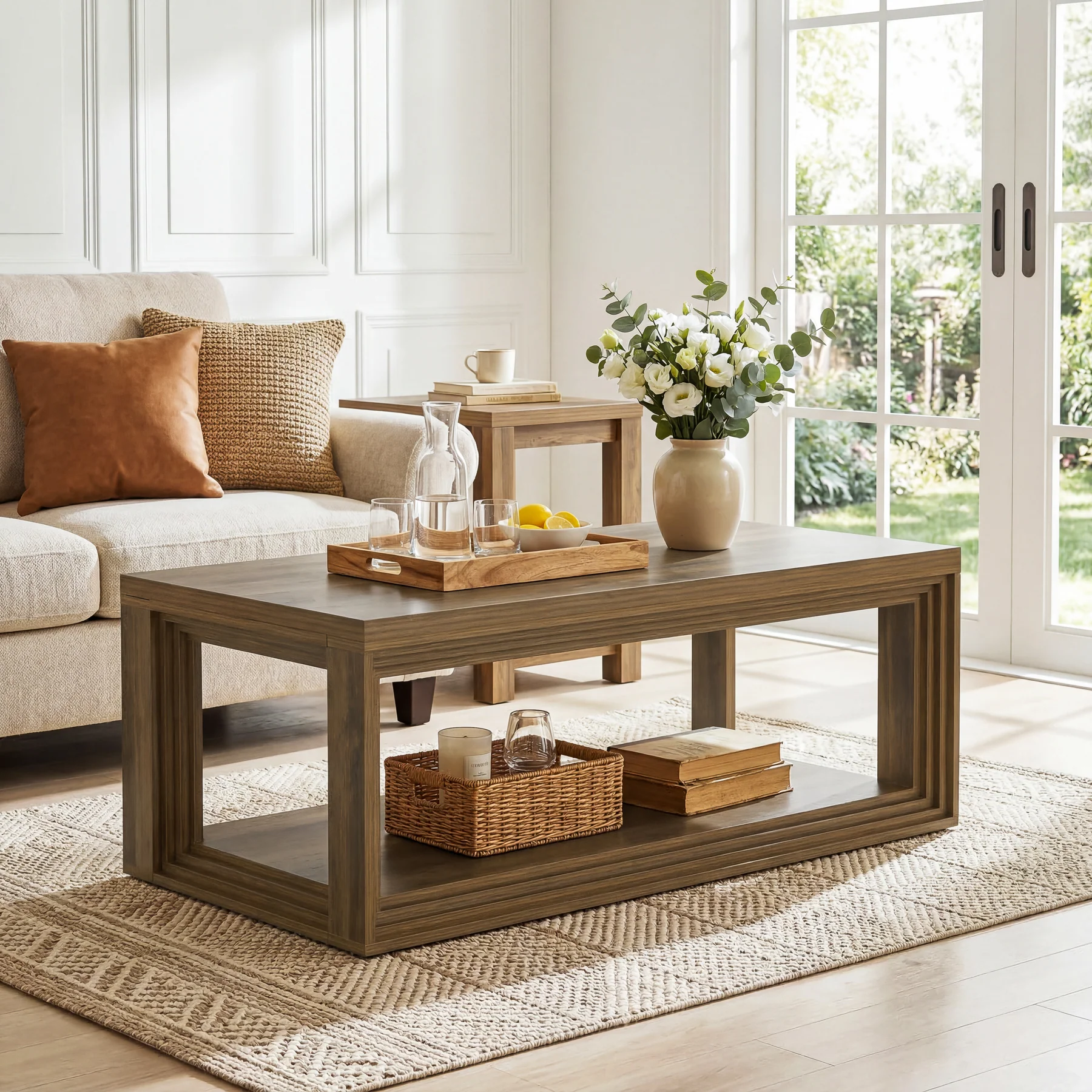 Tribesigns 47" Center Table, Rectangular Storage Coffee Table for Home
