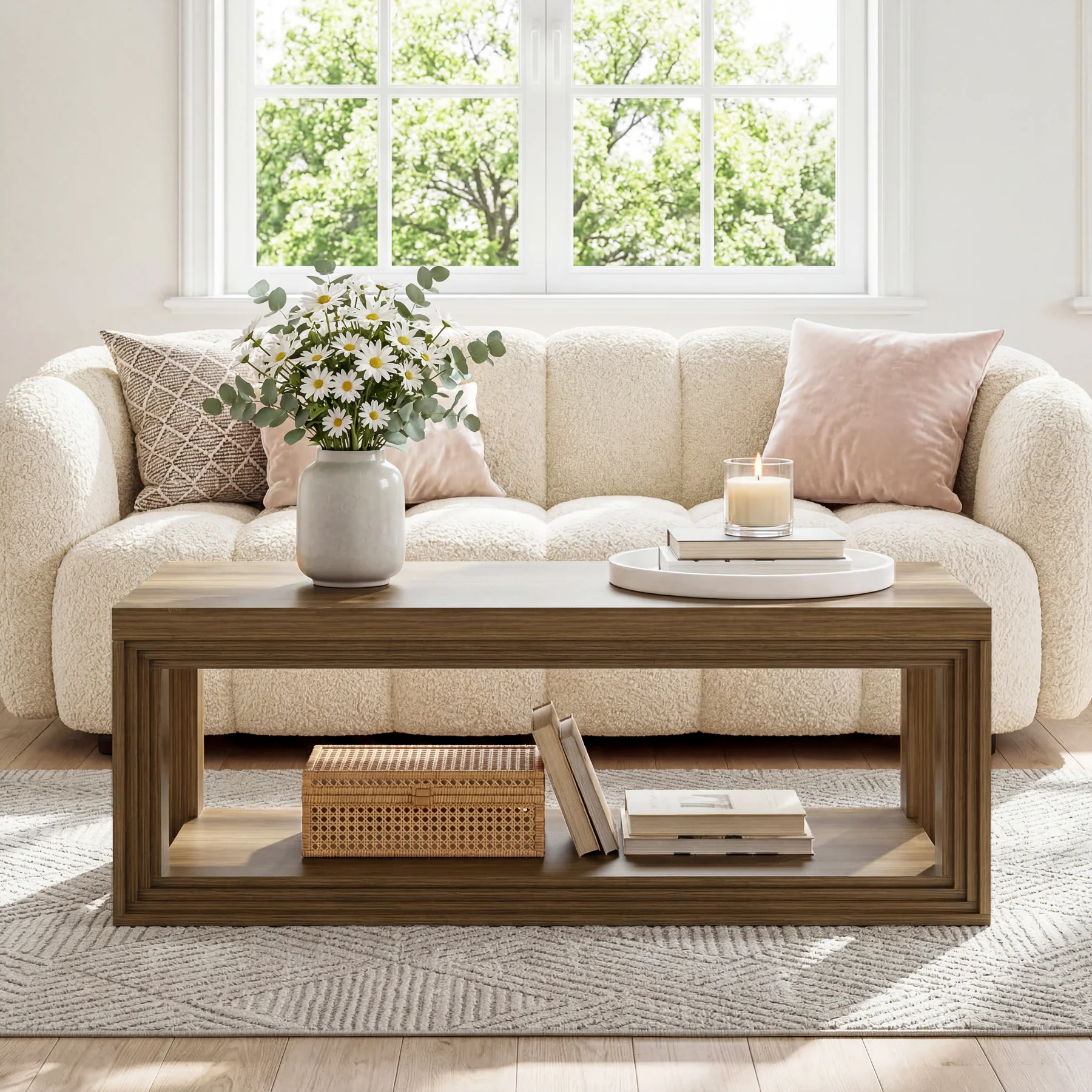 Tribesigns 47" Center Table, Rectangular Storage Coffee Table for Home - Image 3