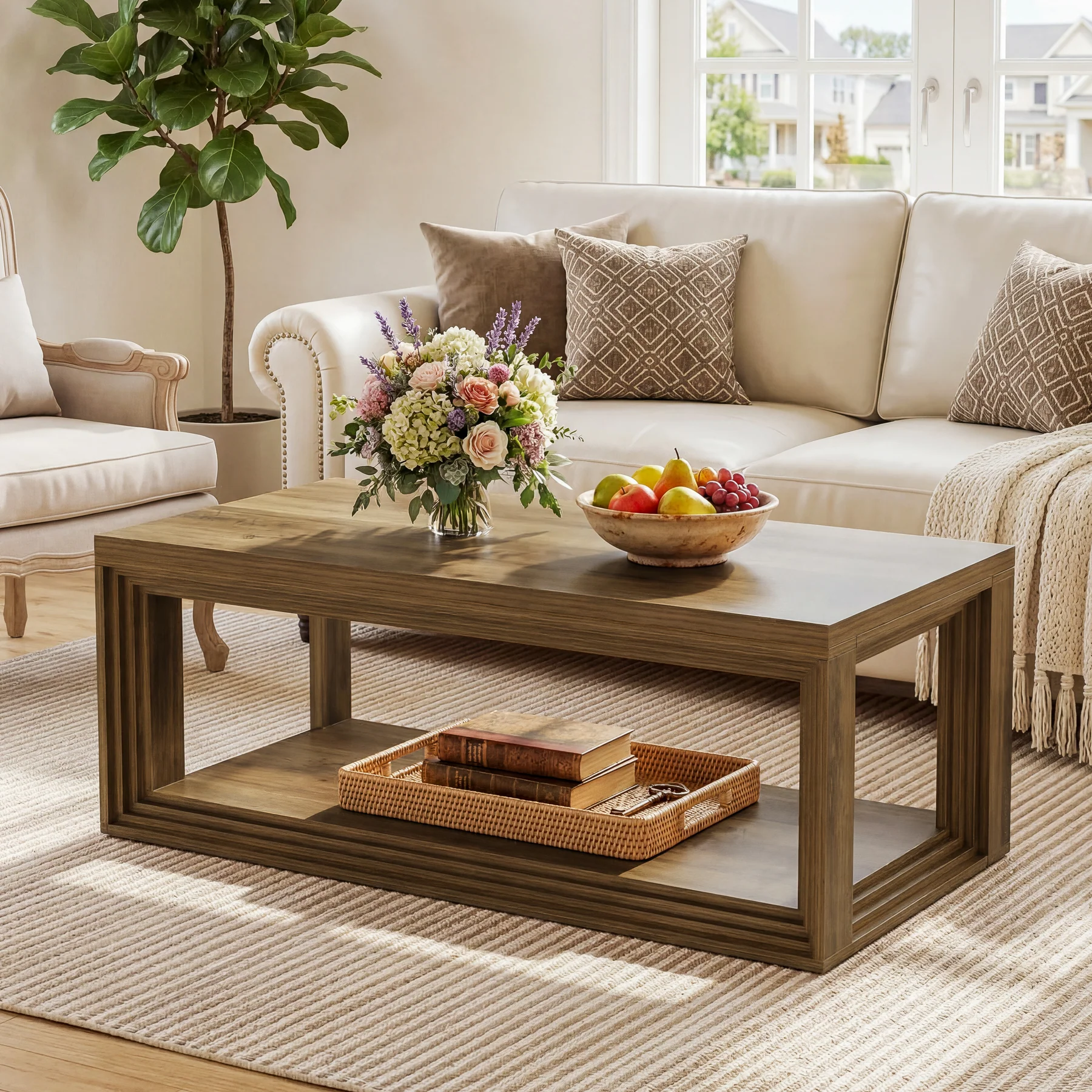 Tribesigns 47" Center Table, Rectangular Storage Coffee Table for Home - Image 4