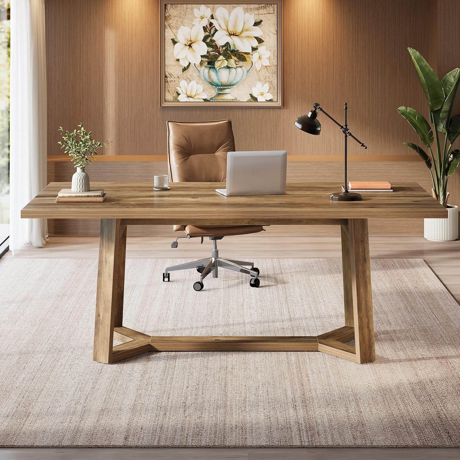 47" Computer Desk, Farmhouse Simple Executive Desk Writing Table for Home Office - Image 6