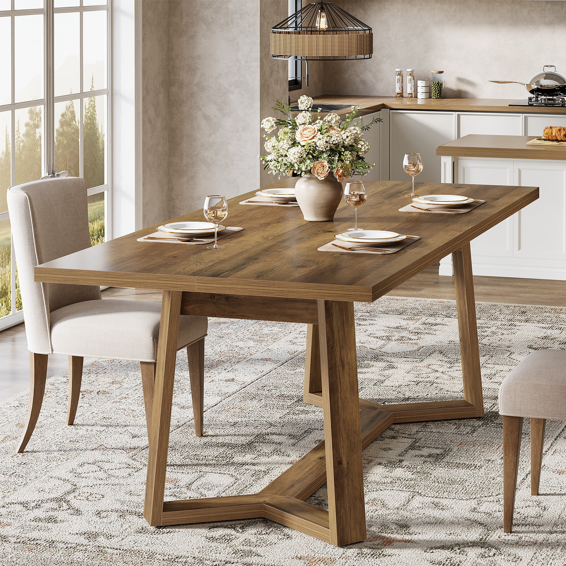 47" Dining Table for 4, Rectangular Kitchen Table with Sturdy Base - Image 5