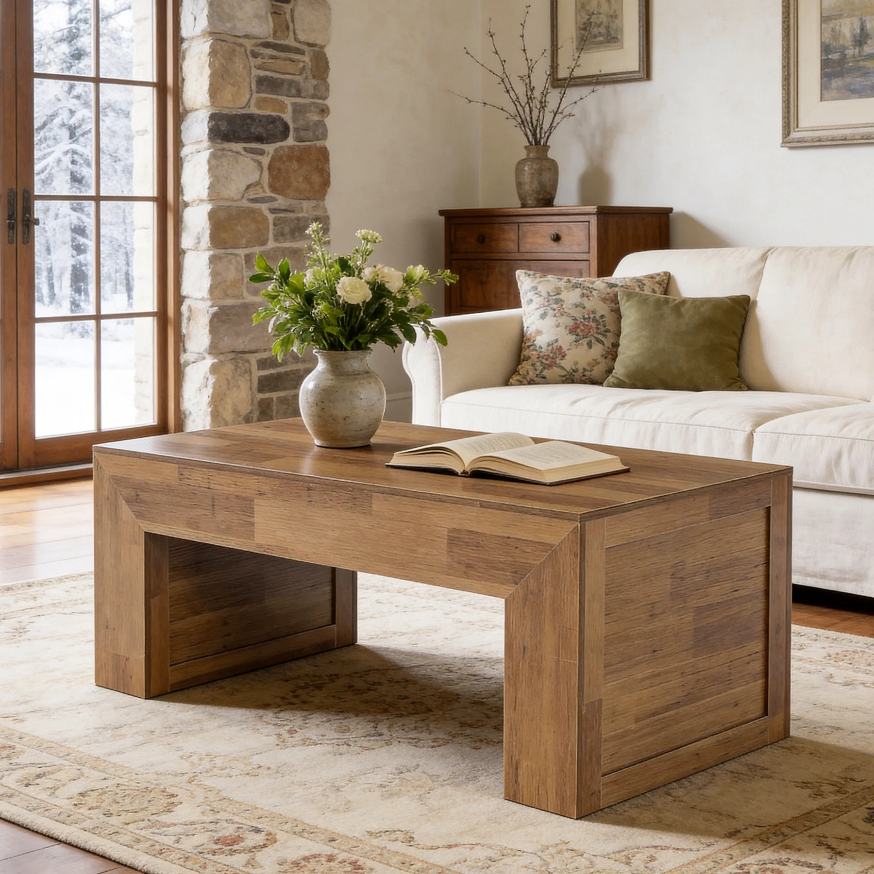 Tribesigns 47" Farmhouse Coffee Table, Wooden Center Table for Living Room