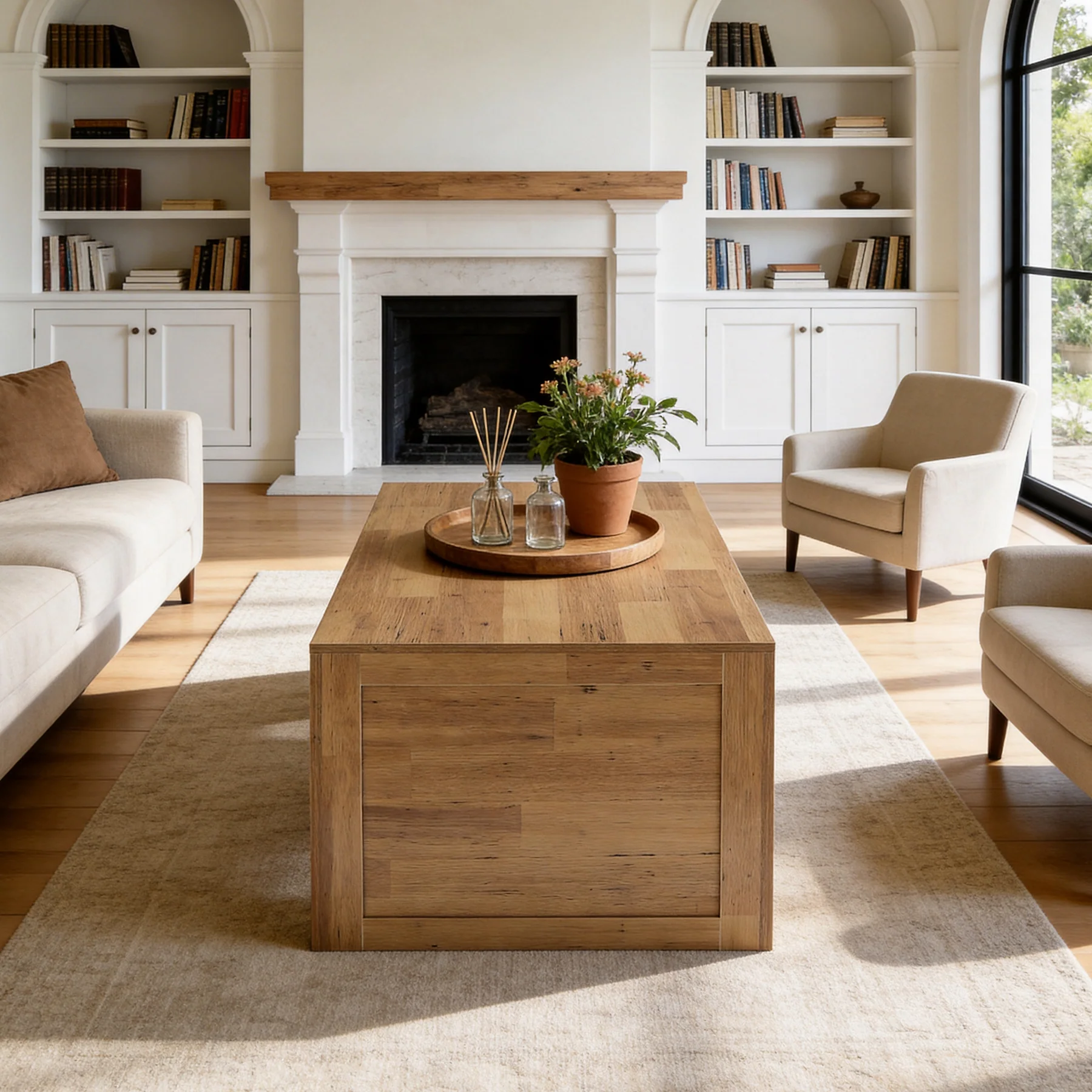 Tribesigns 47" Farmhouse Coffee Table, Wooden Center Table for Living Room - Image 12