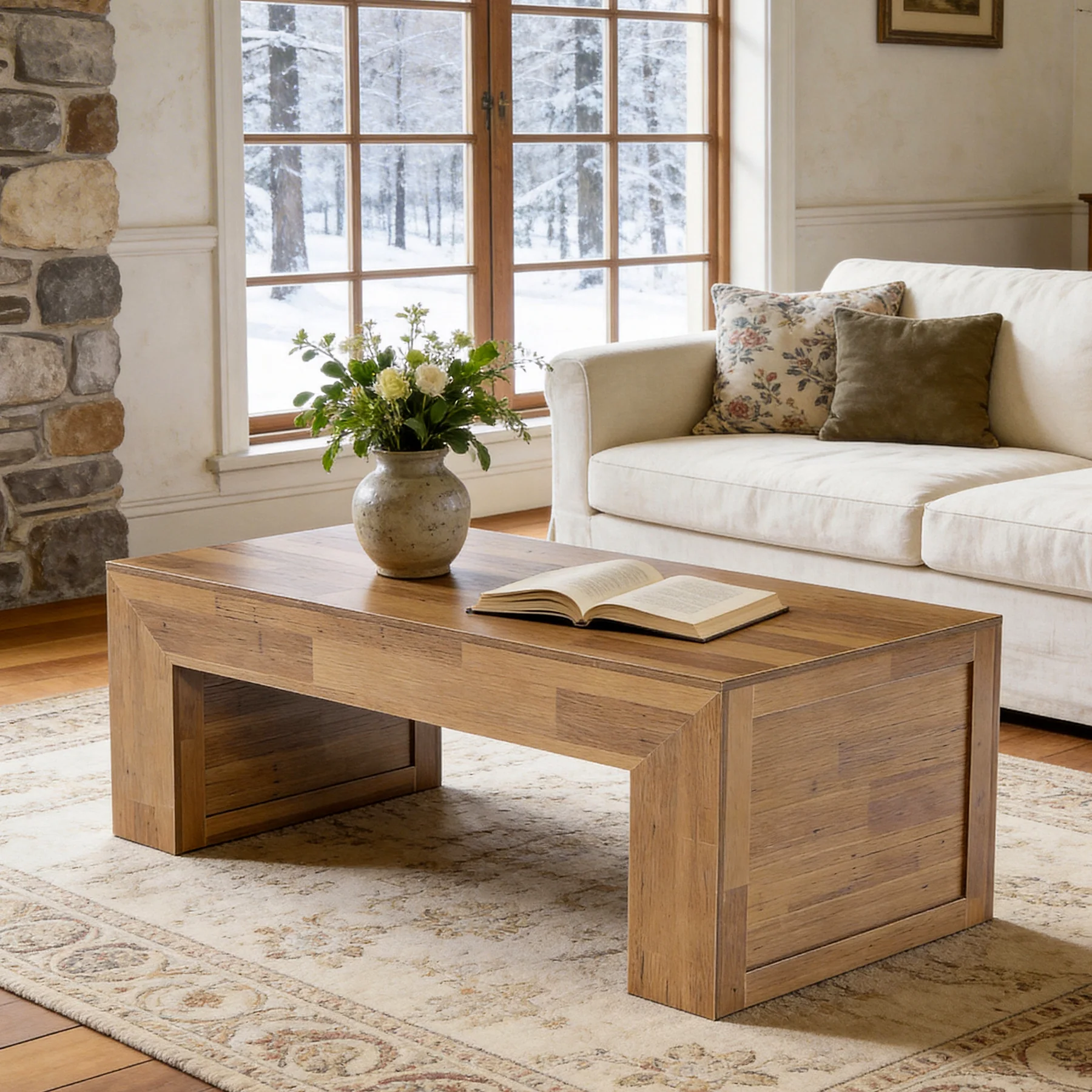 Tribesigns 47" Farmhouse Coffee Table, Wooden Center Table for Living Room - Image 6