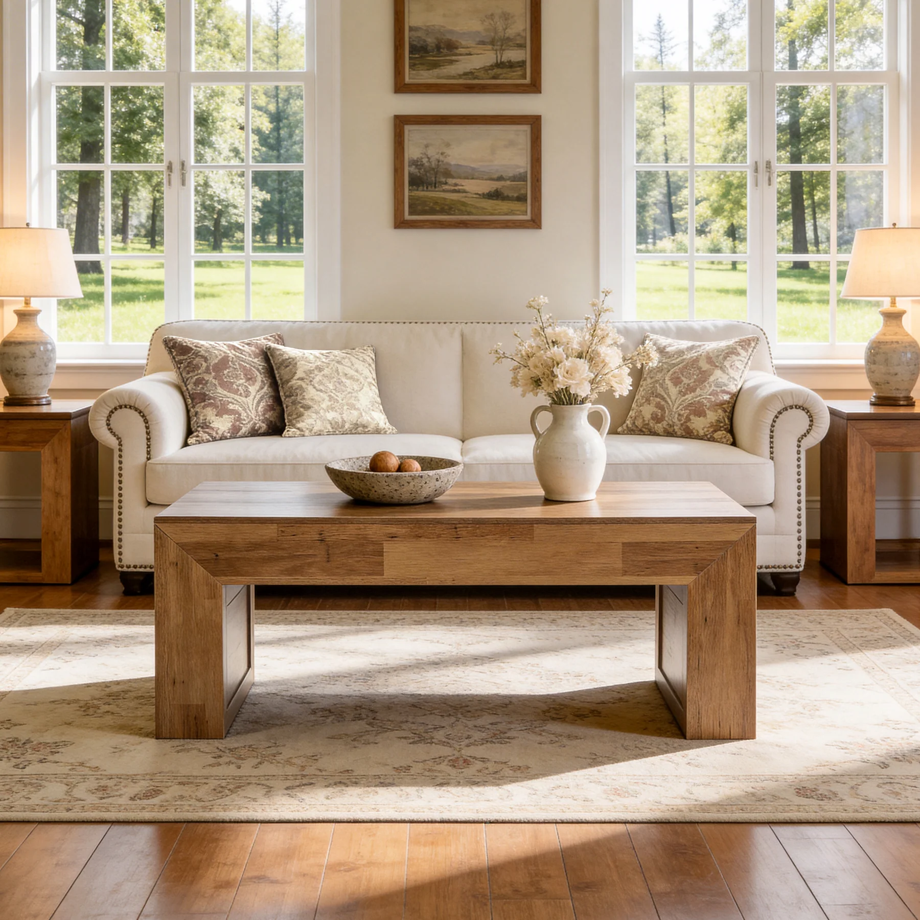Tribesigns 47" Farmhouse Coffee Table, Wooden Center Table for Living Room - Image 9