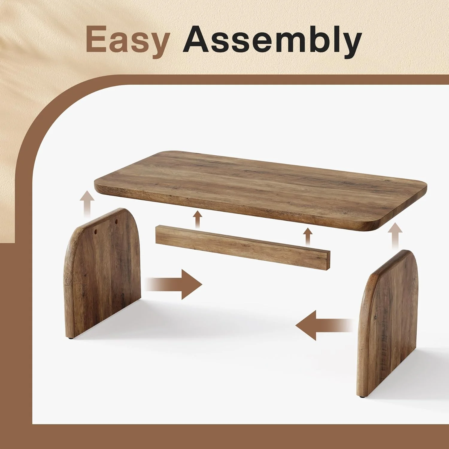 47" Coffee Table, Farmhouse Center Table Low Cocktail Tea Table - Image 9