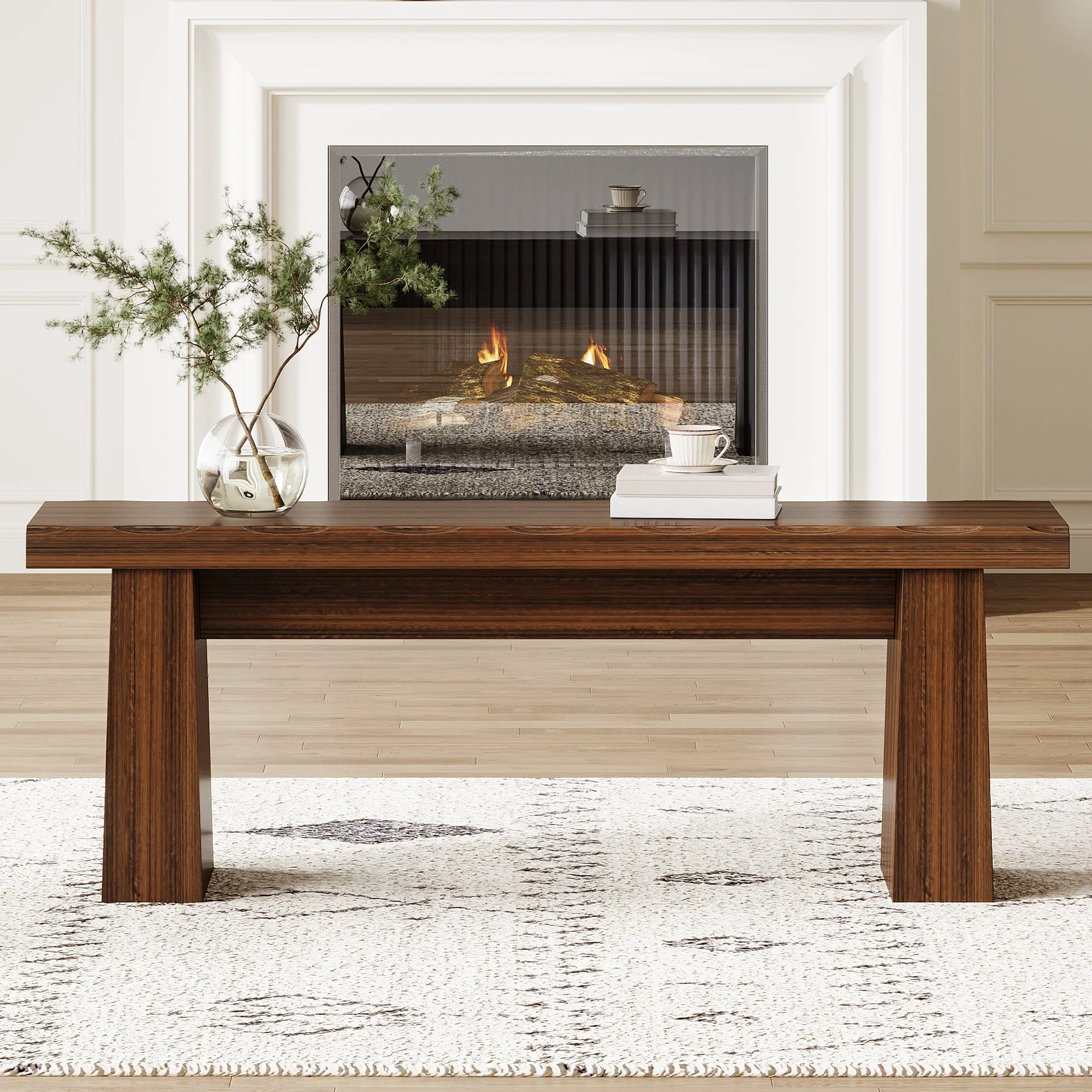 47" Entryway Bench, Wooden Dining Table Bench End of Bed Bench - Image 12