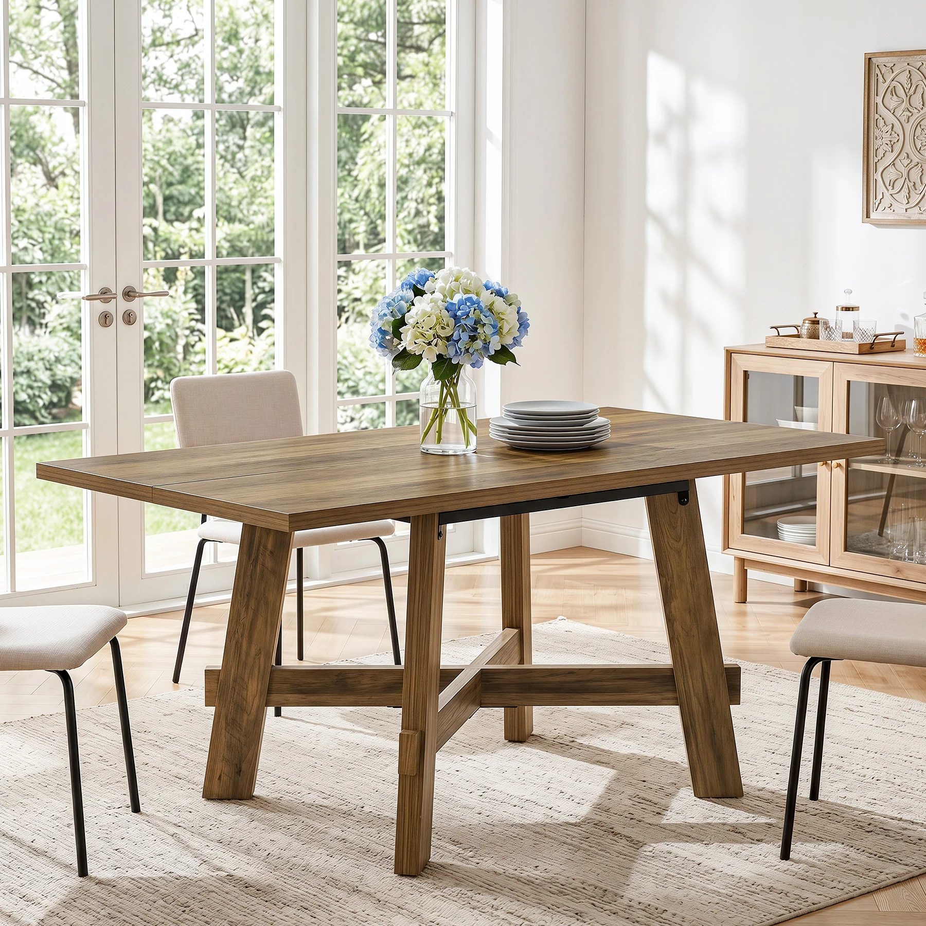 Tribesigns 47-Inch Dining Table, Cross Brace Kitchen Table for 4