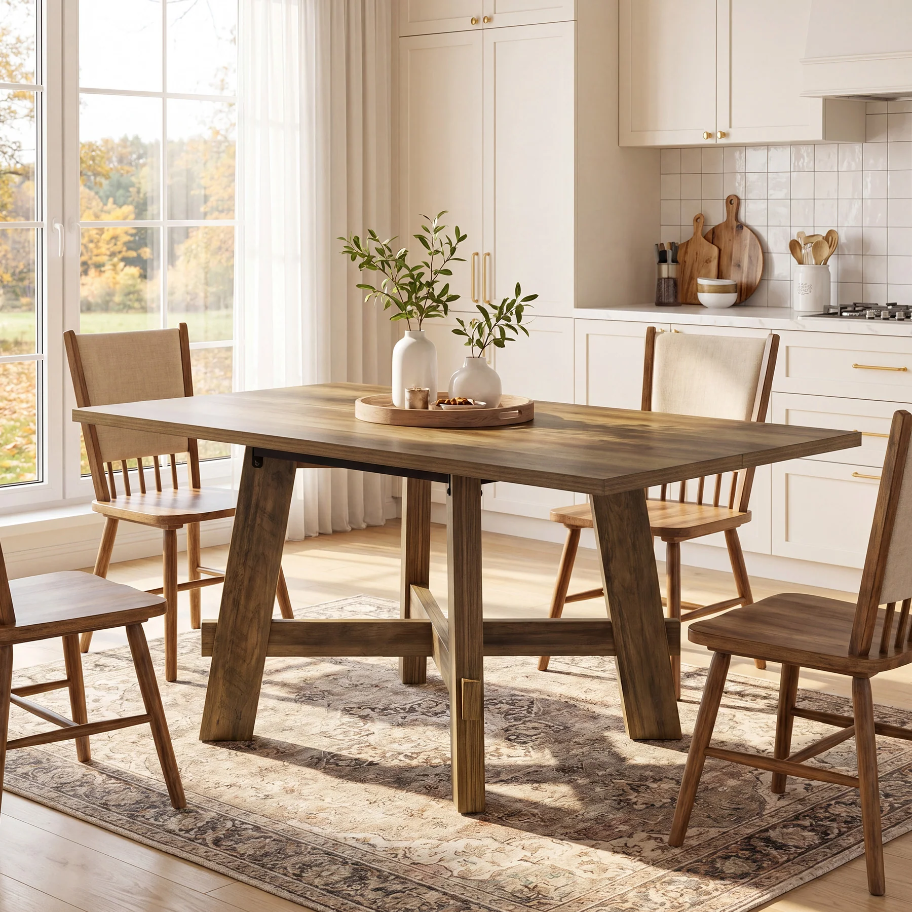 Tribesigns 47-Inch Dining Table, Cross Brace Kitchen Table for 4 - Image 10