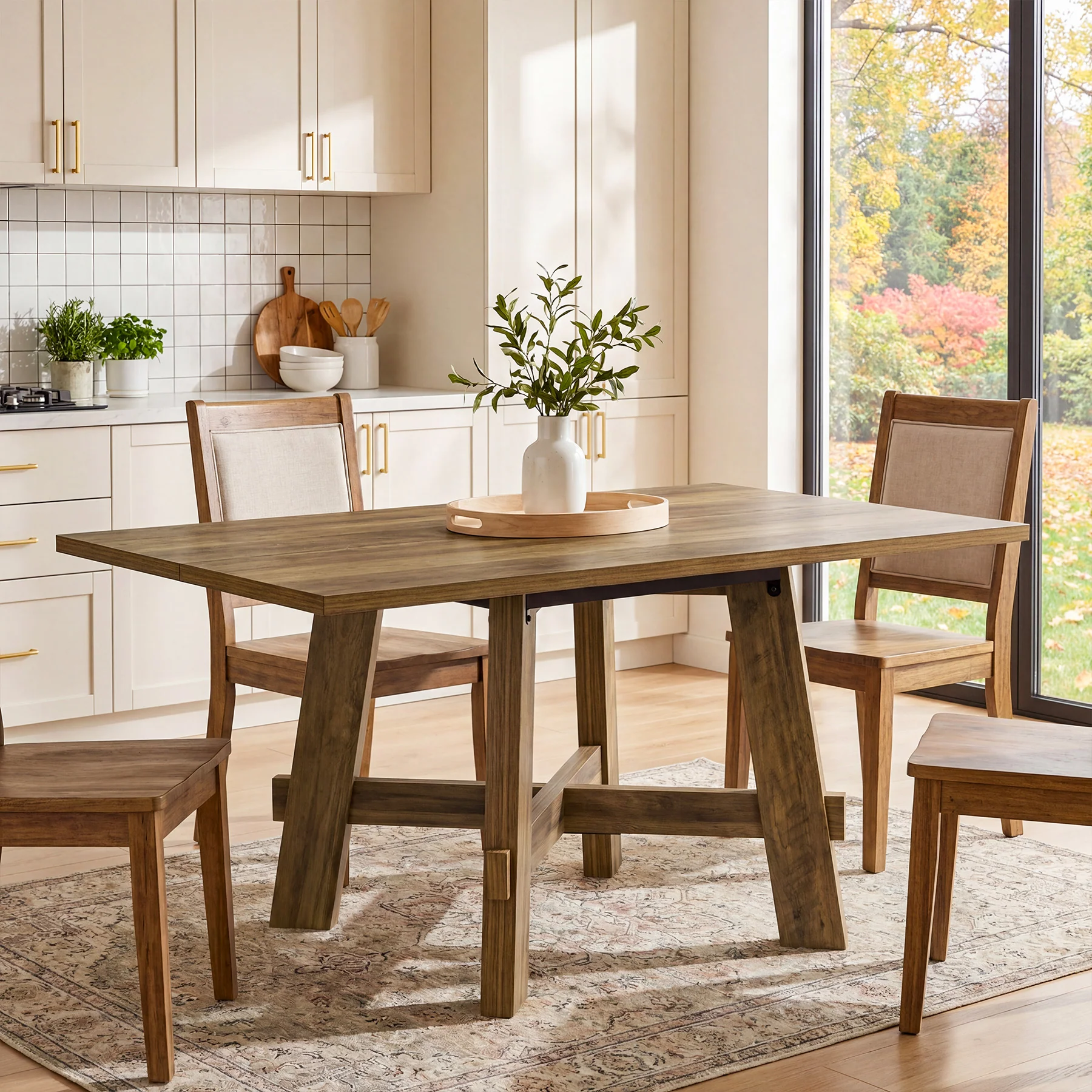 Tribesigns 47-Inch Dining Table, Cross Brace Kitchen Table for 4 - Image 11