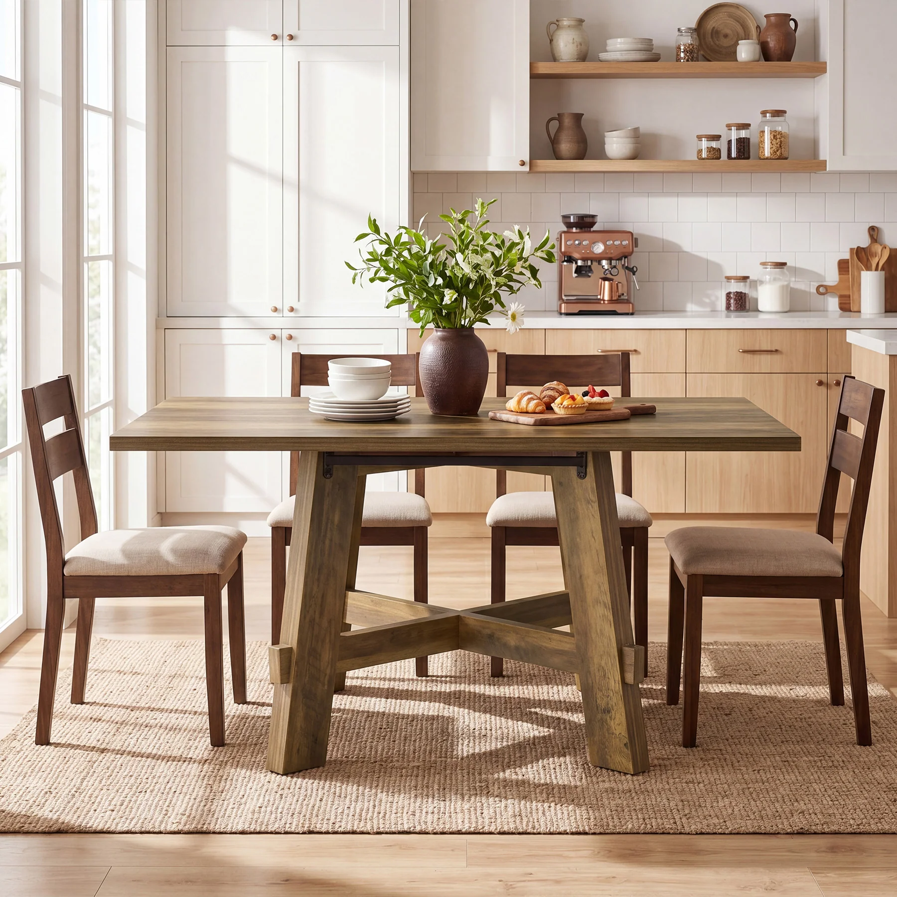 Tribesigns 47-Inch Dining Table, Cross Brace Kitchen Table for 4 - Image 14