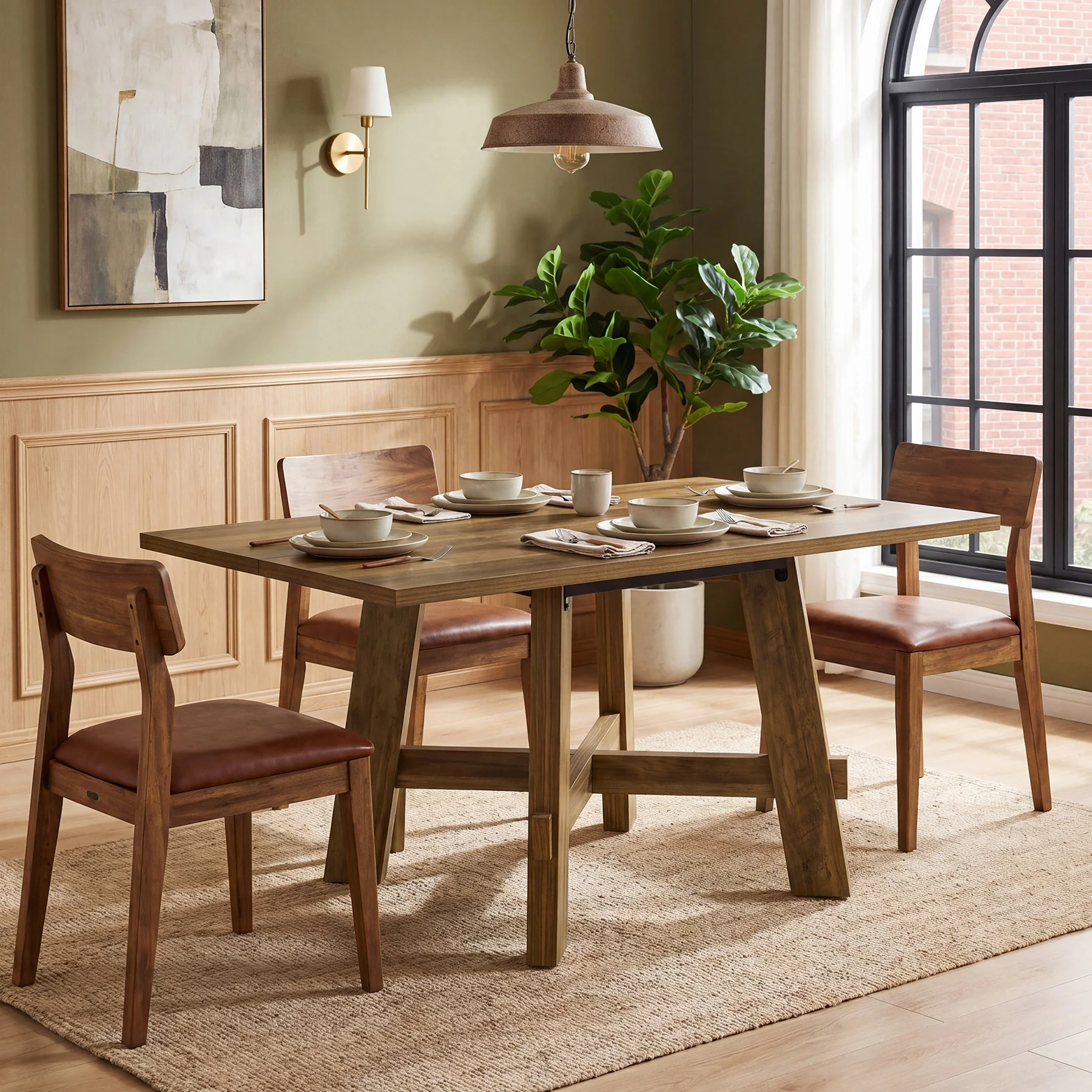 Tribesigns 47-Inch Dining Table, Cross Brace Kitchen Table for 4 - Image 16