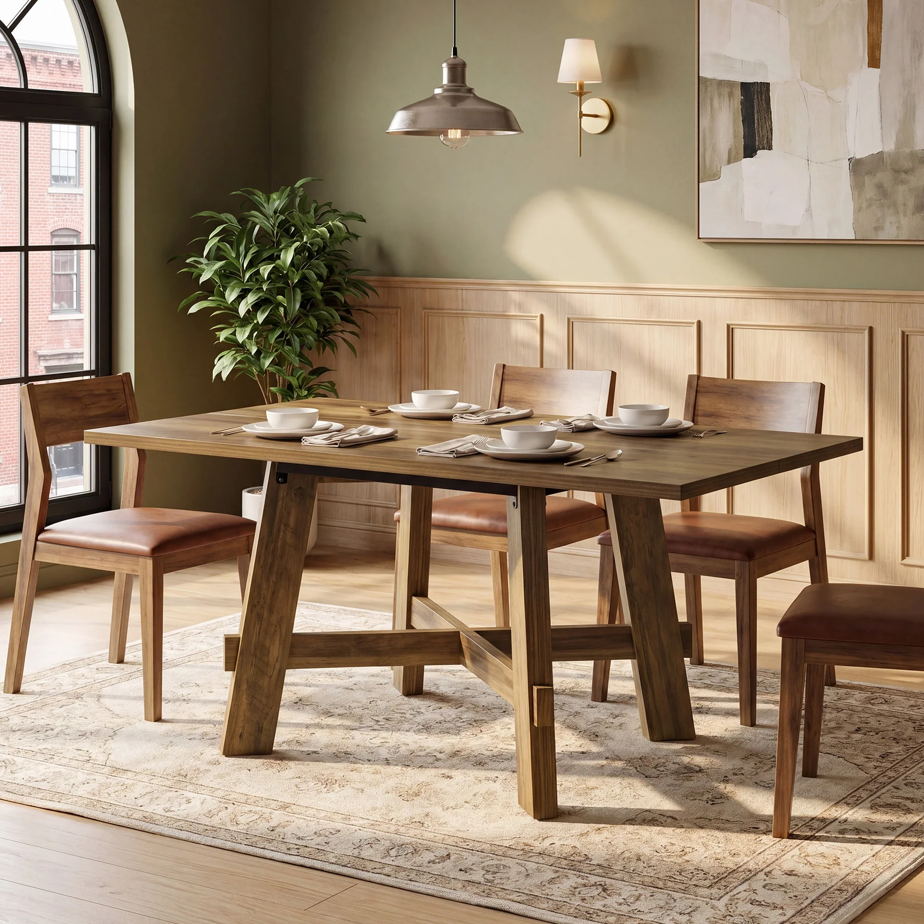 Tribesigns 47-Inch Dining Table, Cross Brace Kitchen Table for 4 - Image 5