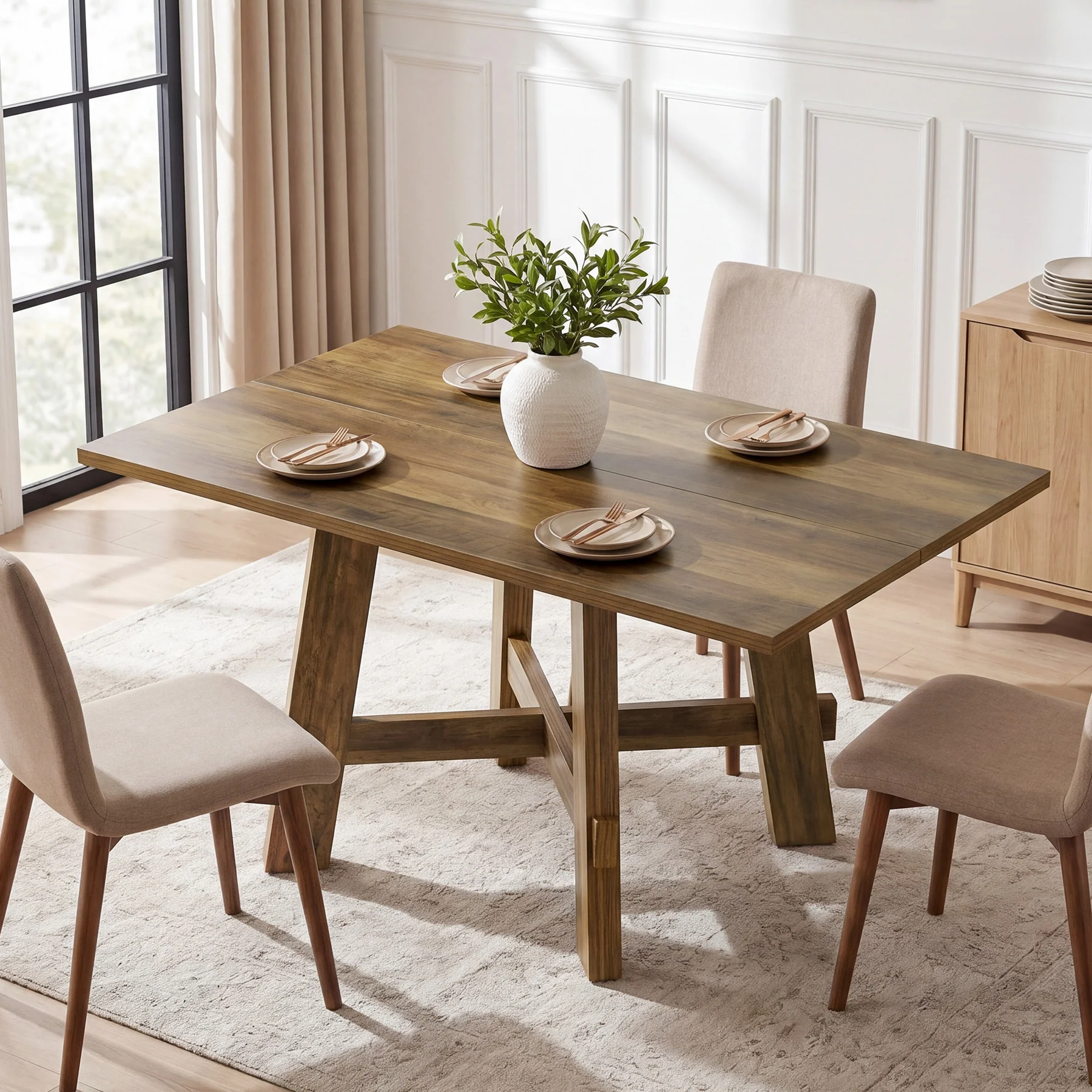 Tribesigns 47-Inch Dining Table, Cross Brace Kitchen Table for 4 - Image 6