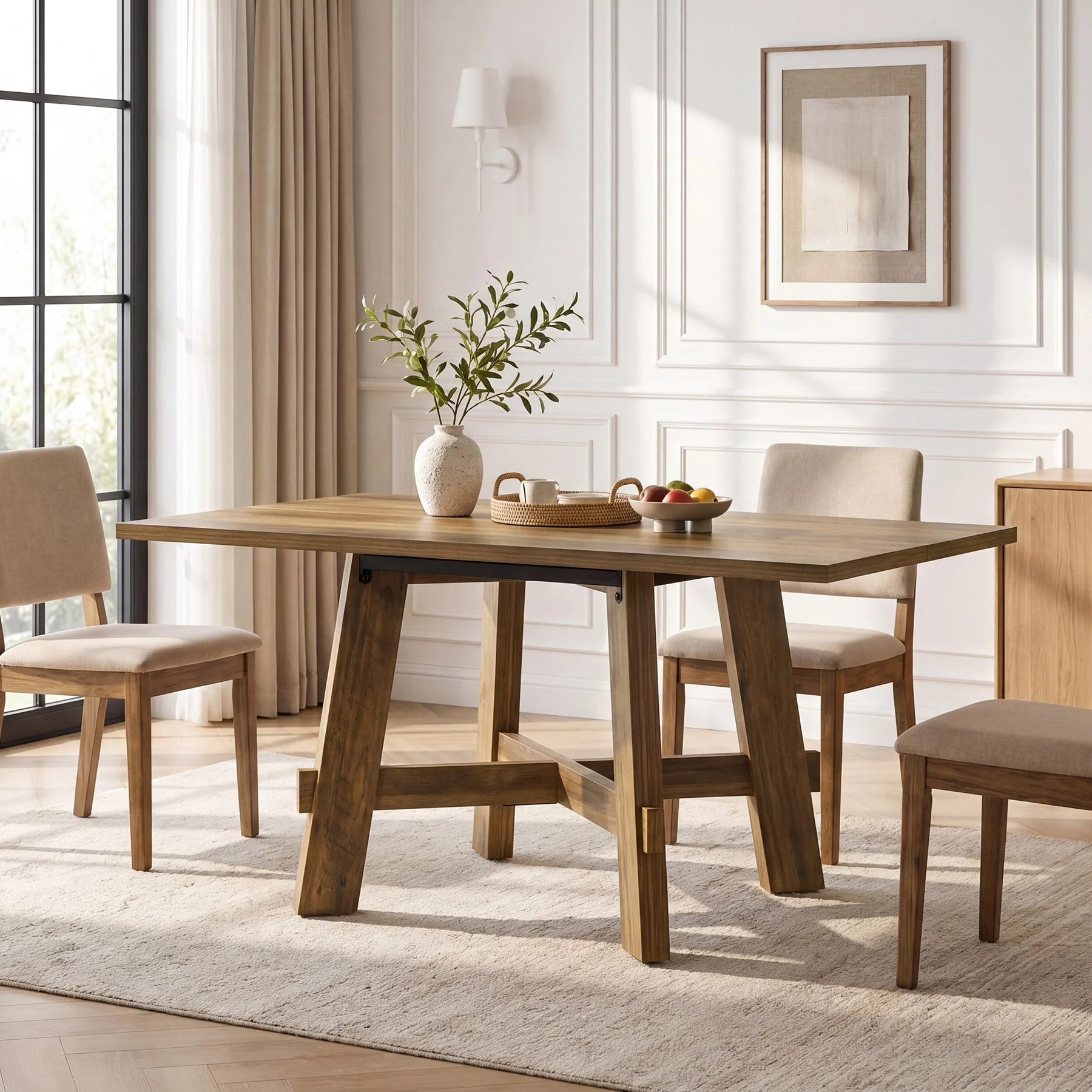 Tribesigns 47-Inch Dining Table, Cross Brace Kitchen Table for 4 - Image 7