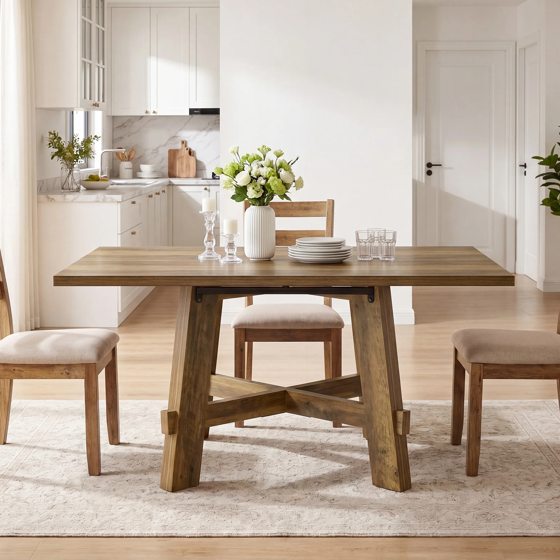 Tribesigns 47-Inch Dining Table, Cross Brace Kitchen Table for 4 - Image 8