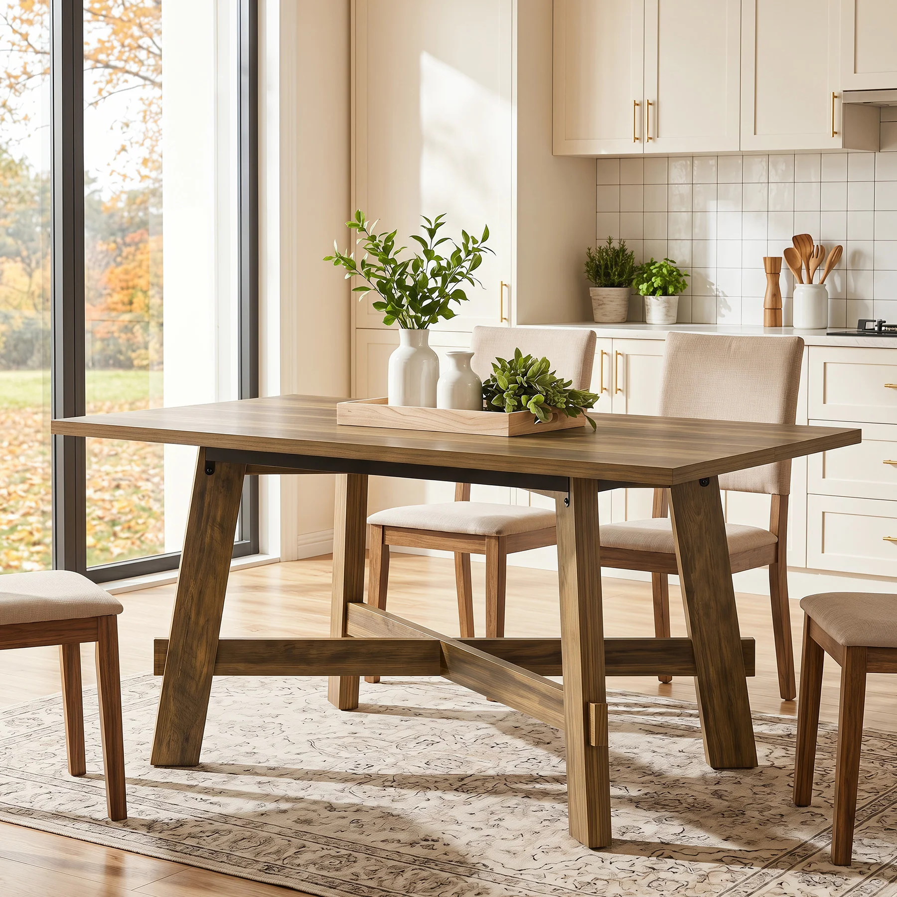 Tribesigns 47-Inch Dining Table, Cross Brace Kitchen Table for 4 - Image 9